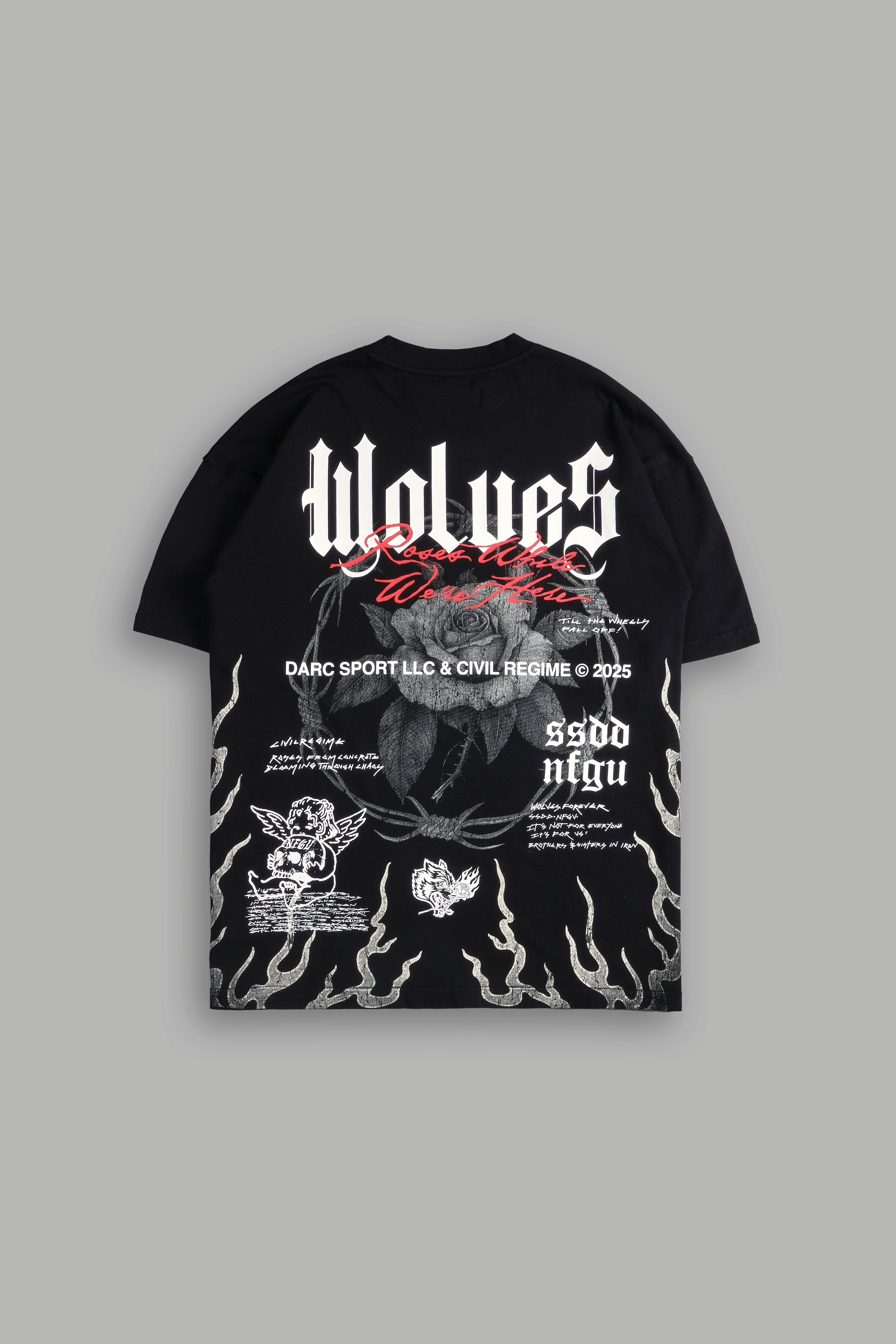 Black Infernal Bloom Oversized Premium T-Shirt