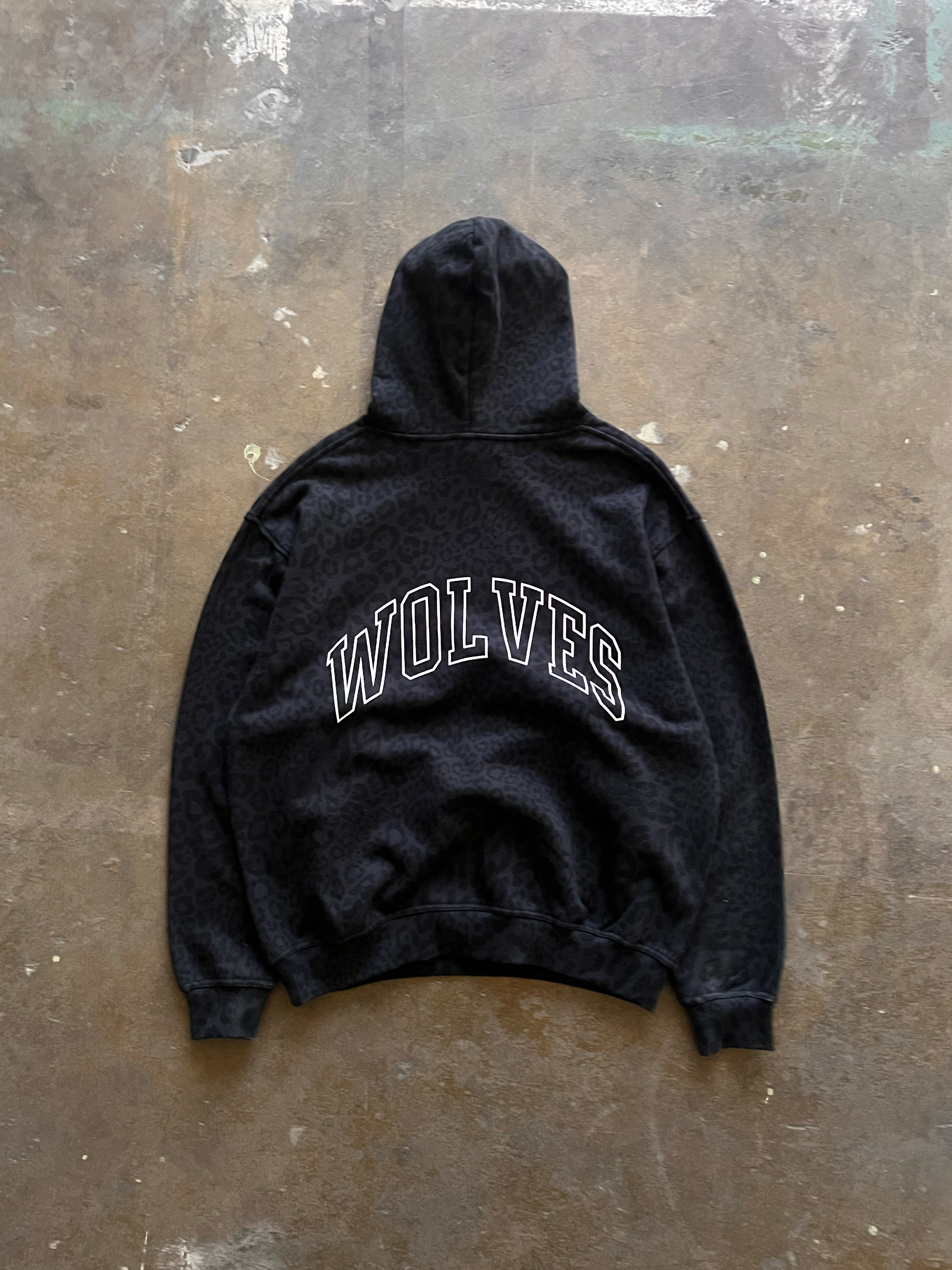 Big Wolf Pierce Hoodie - Charcoal Leopard Print