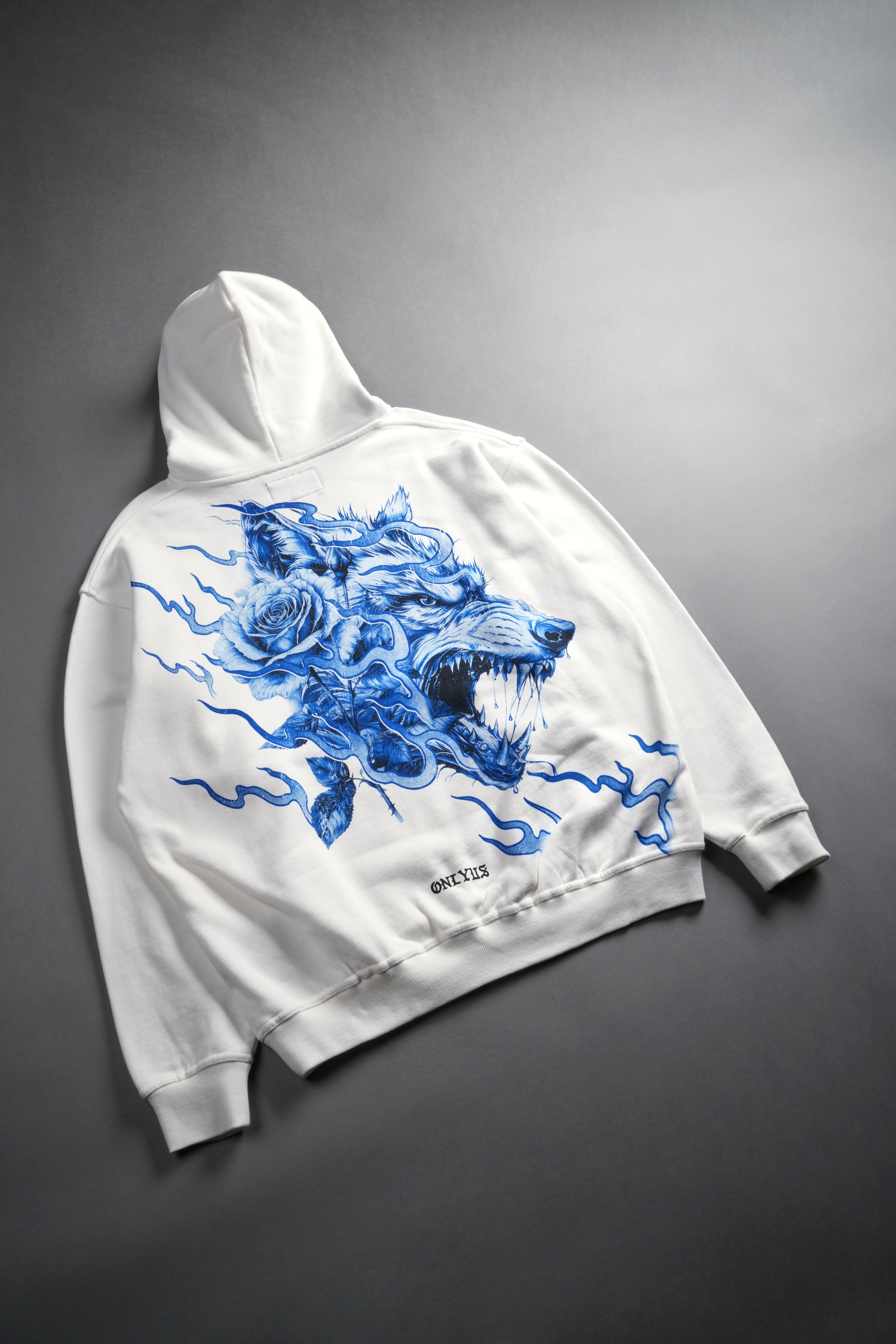 Wolves Among Roses Cream Pierce Hoodie - Side-By-Side Design