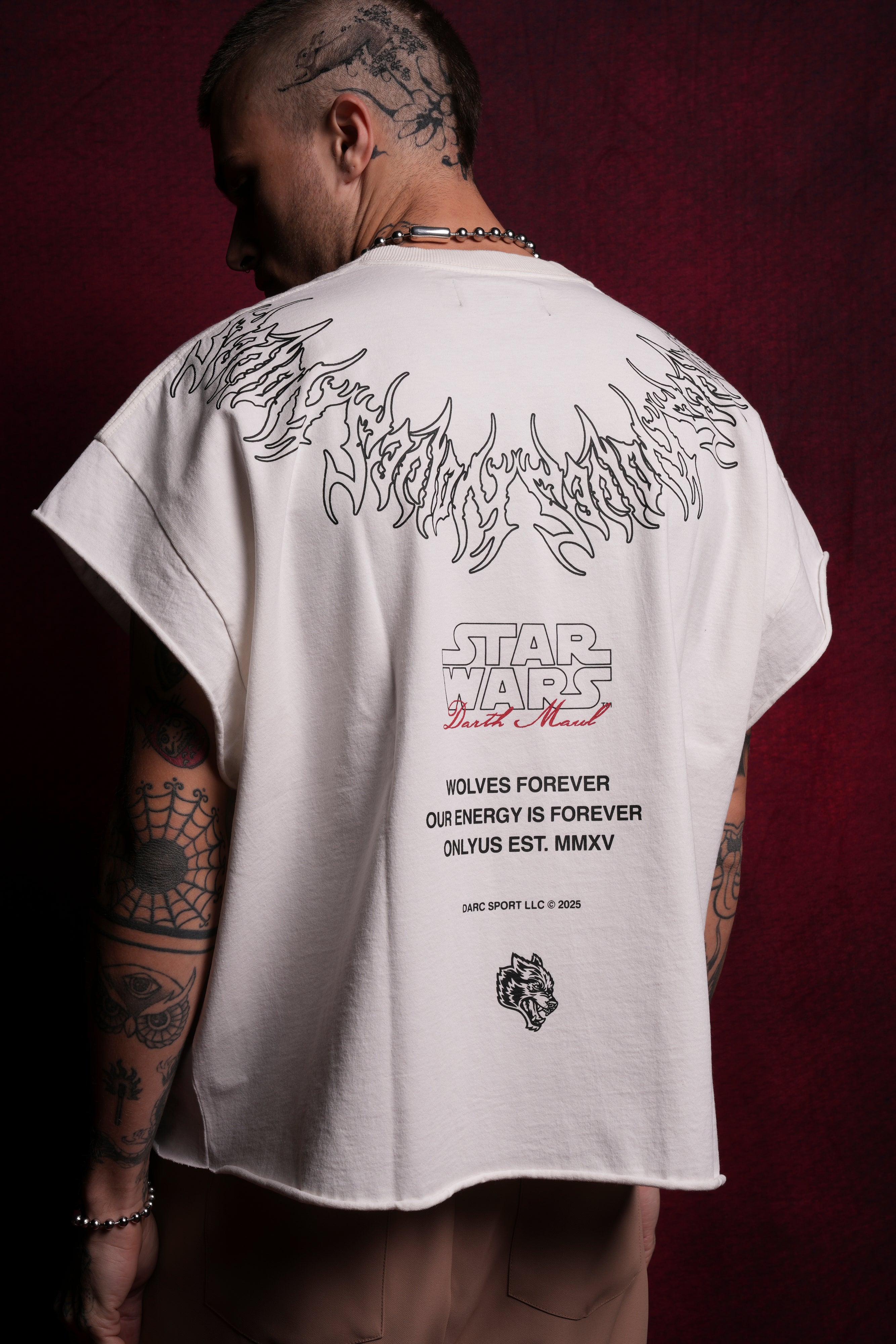 Cream Grunge Cut Off Tee - Dark Apprentice Style