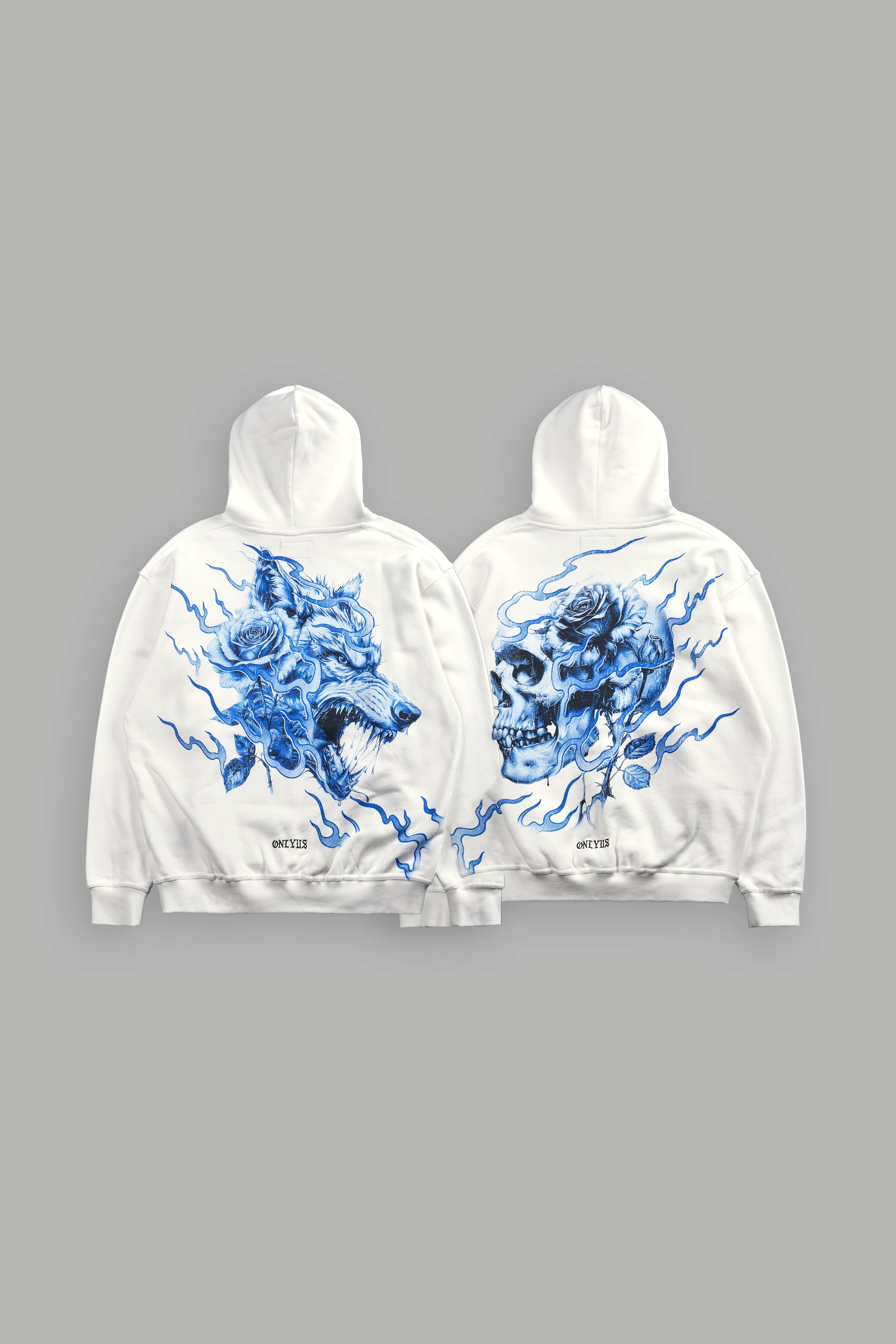 Wolves Among Roses Cream Hoodie Set - Side-By-Side Design