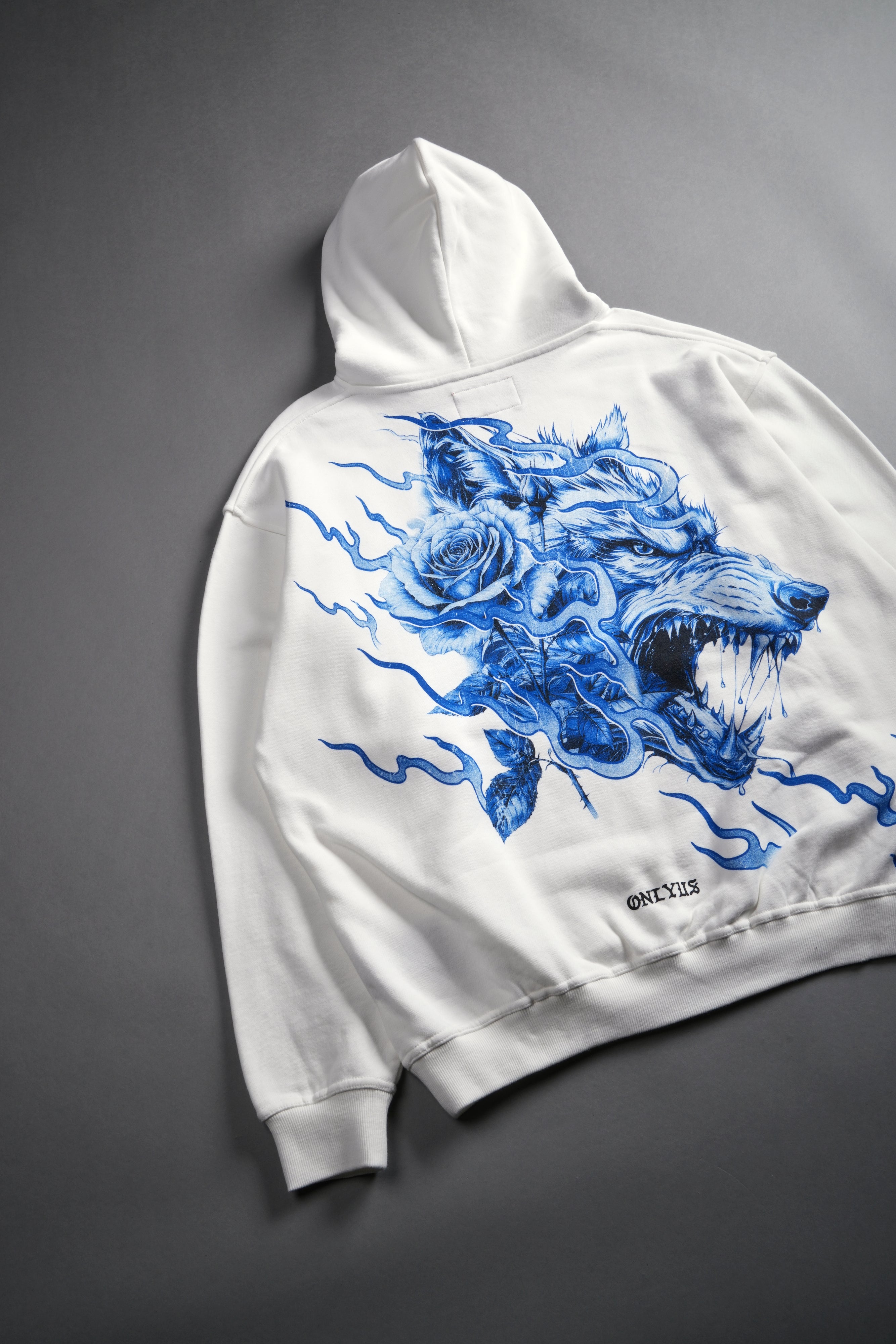 Wolves Among Roses Cream Hoodie Set - Side-By-Side Design