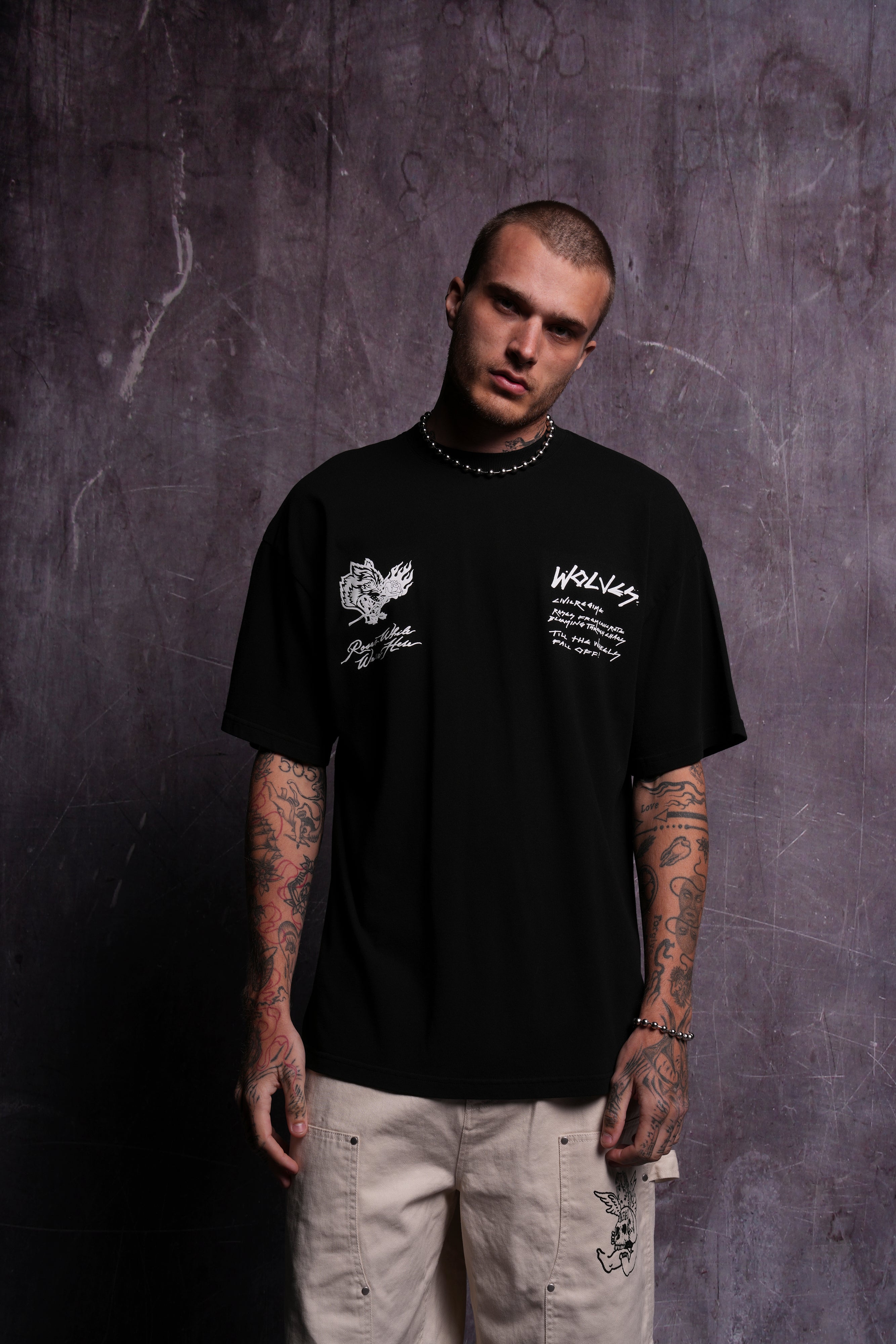 Black Premium Oversized T-Shirt by Iron Roses