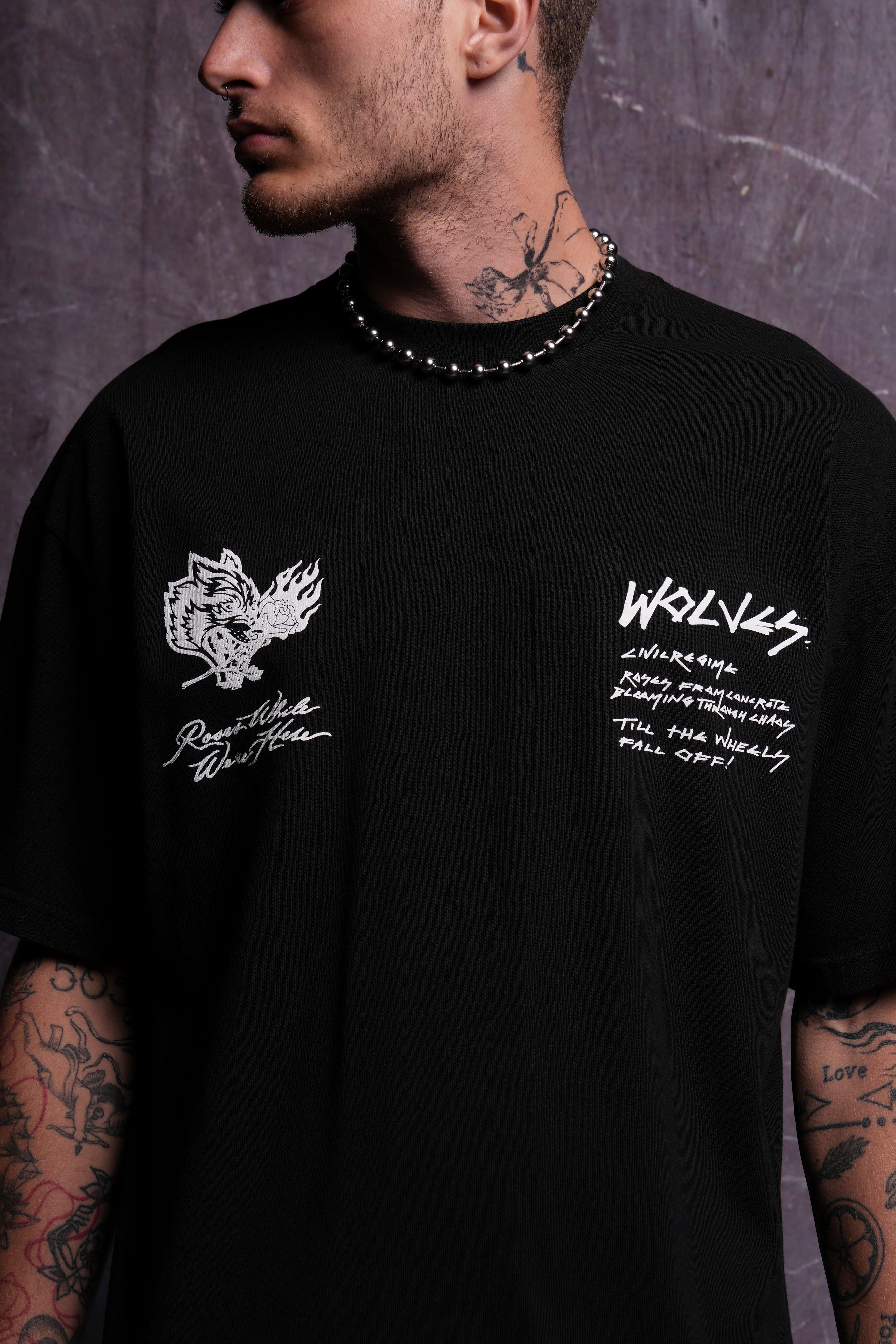 Black Premium Oversized T-Shirt by Iron Roses