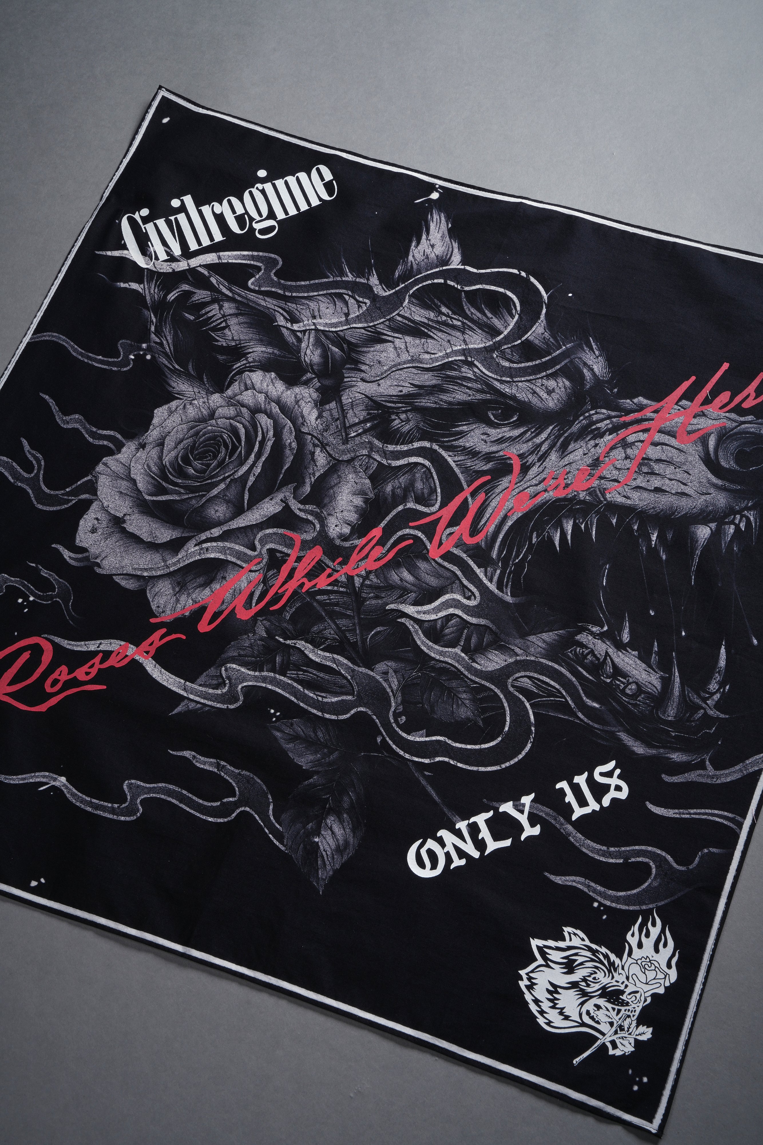 Black Wolves Among Roses Bandana - Stylish & Durable