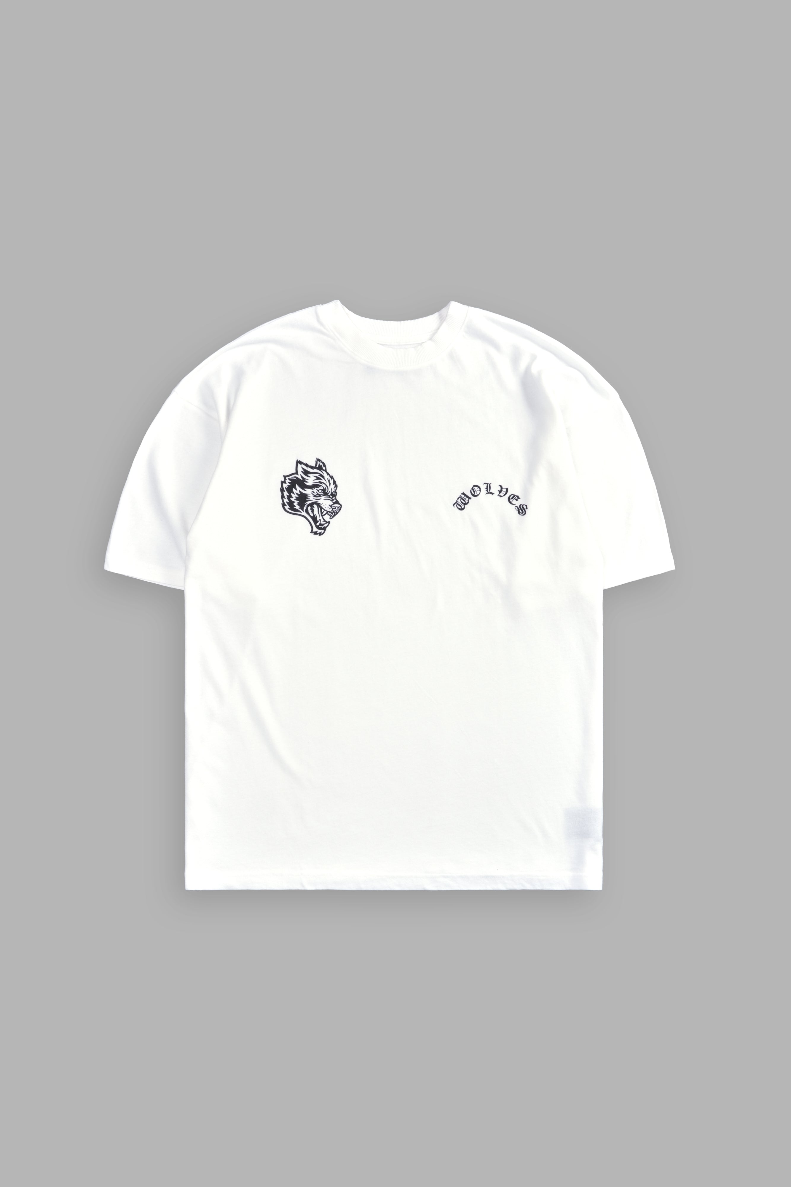 Wolf Chopper Oversized White Tee – Premium Fit
