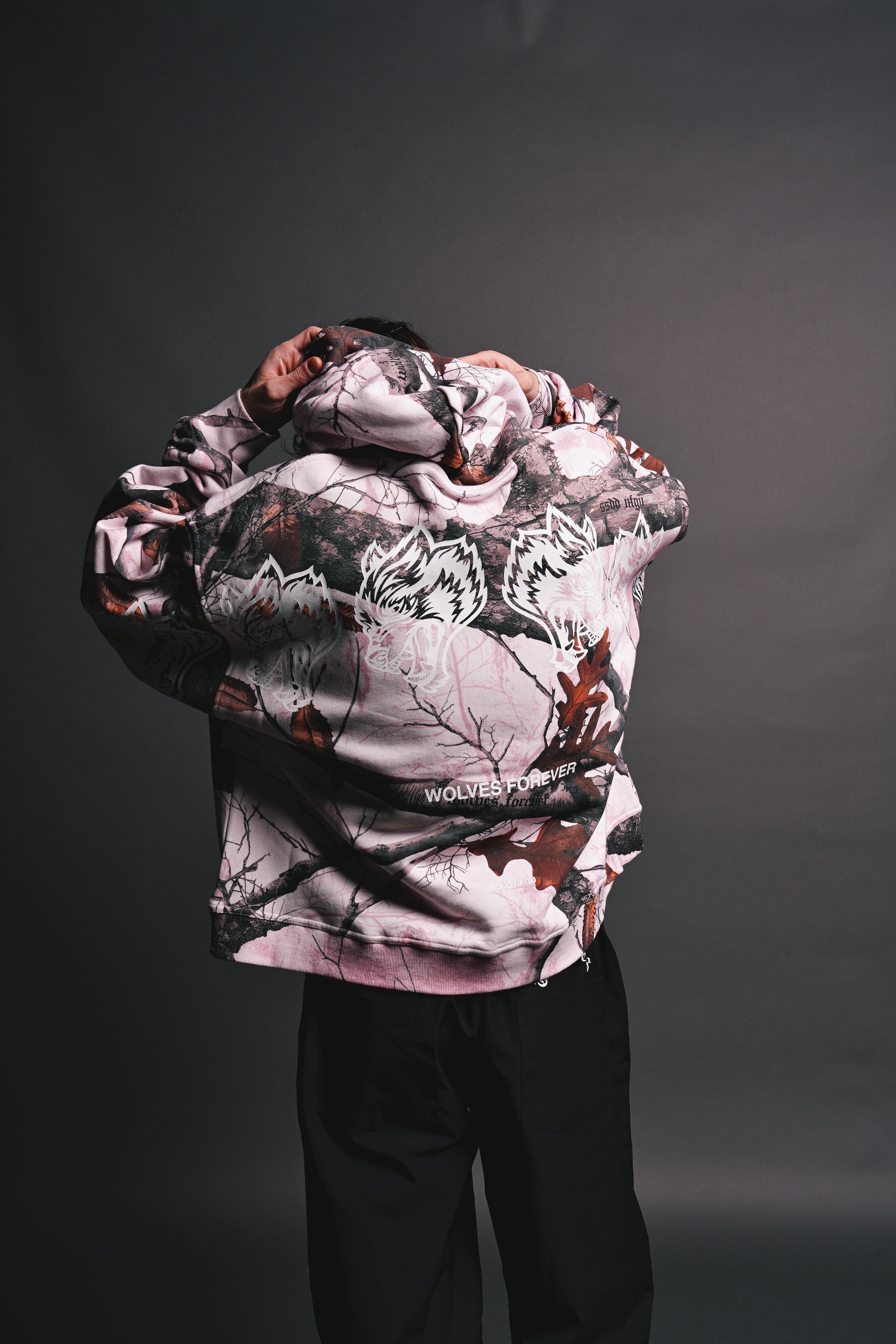 Pierce Hoodie - Baby Pink Woodland Camo by Wolves