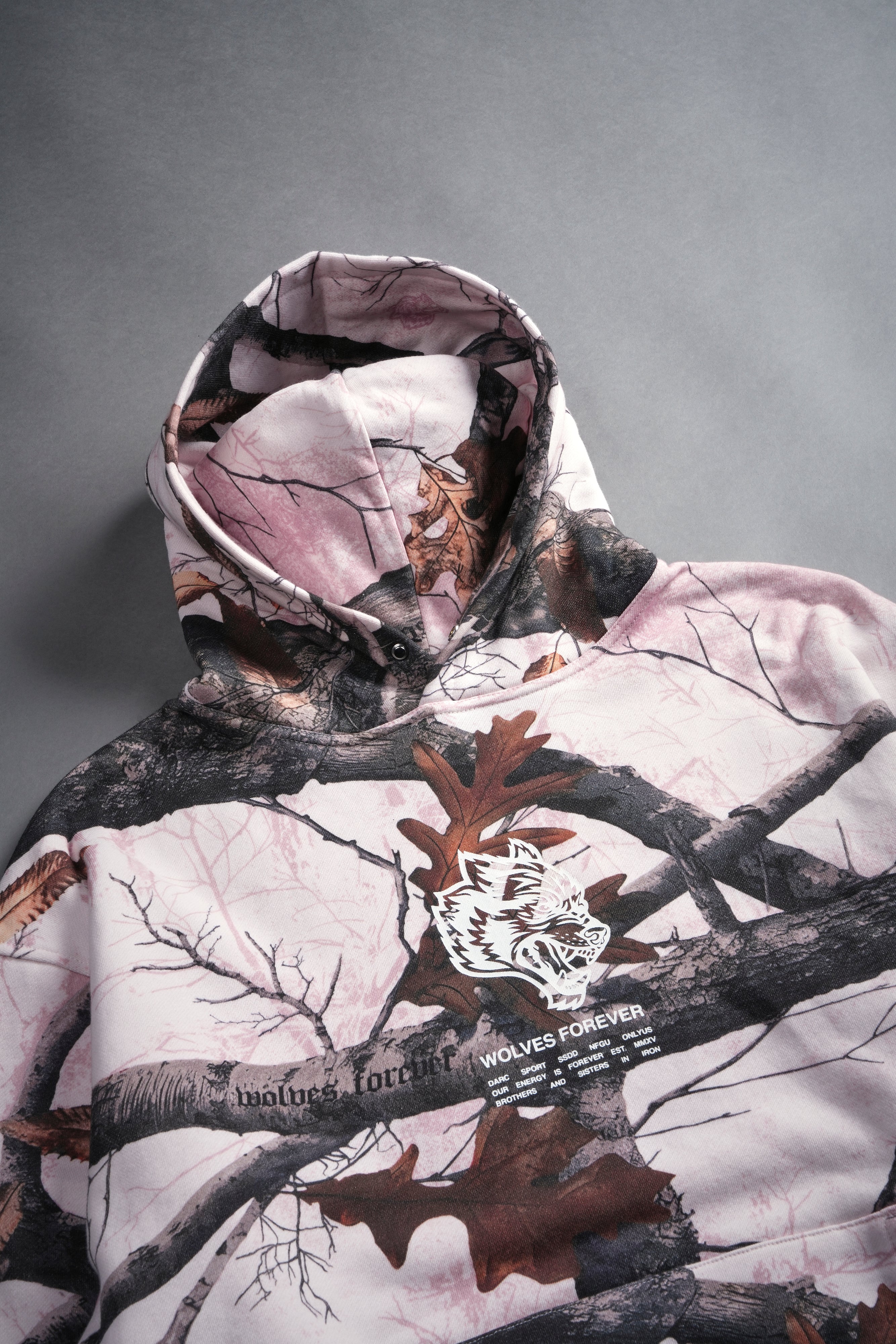 Pierce Hoodie - Baby Pink Woodland Camo by Wolves