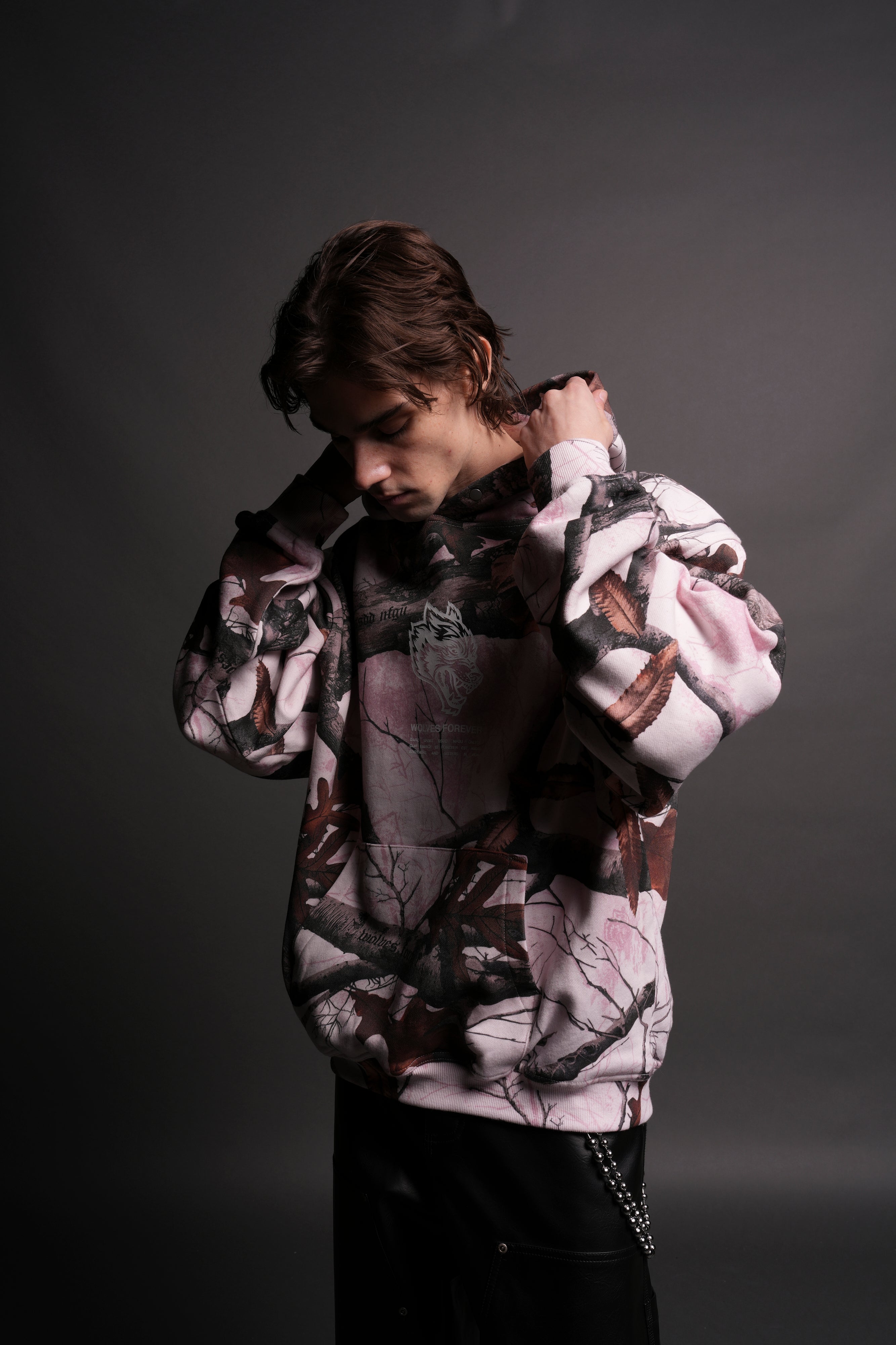 Pierce Hoodie - Baby Pink Woodland Camo by Wolves