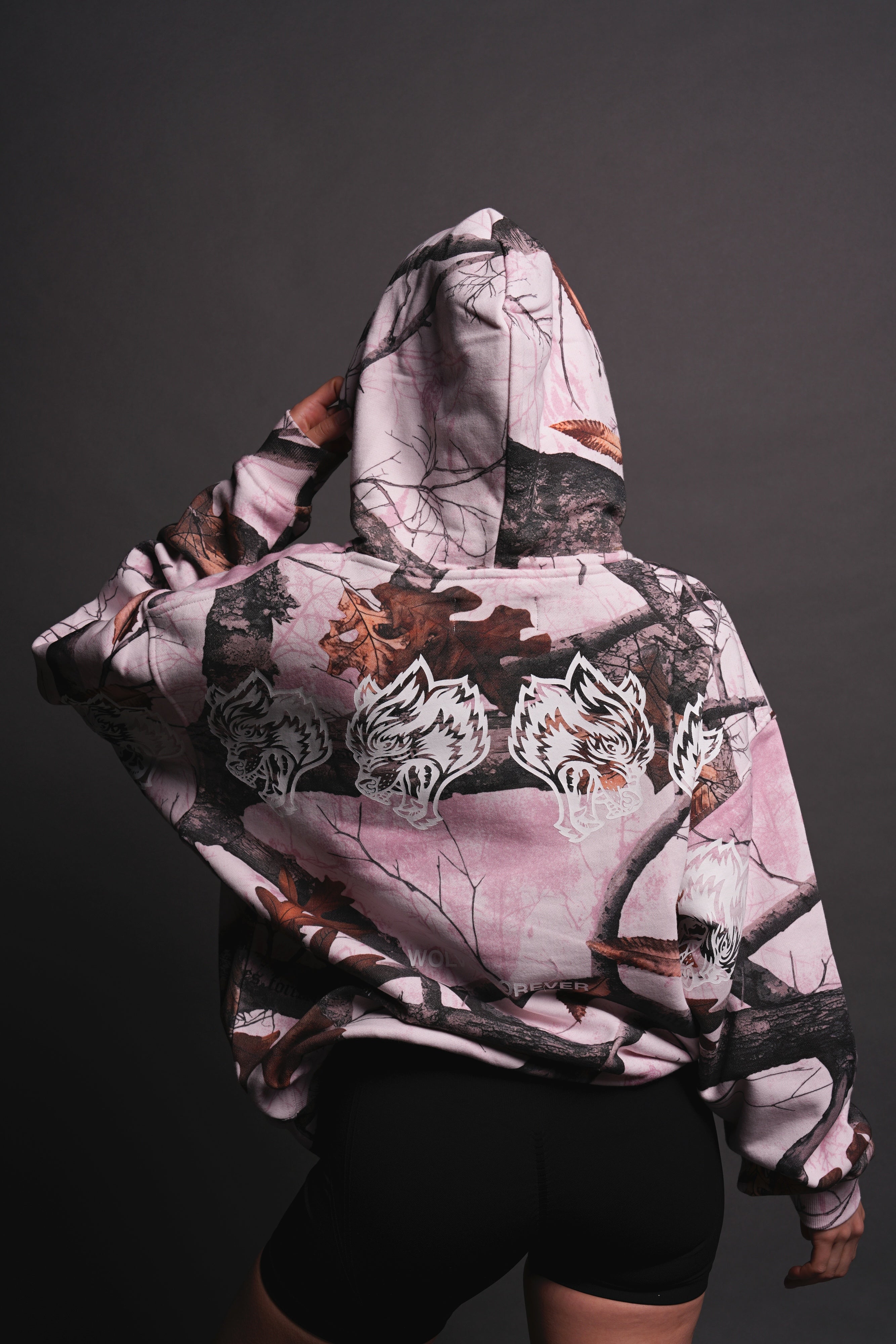 Pierce Hoodie - Baby Pink Woodland Camo by Wolves
