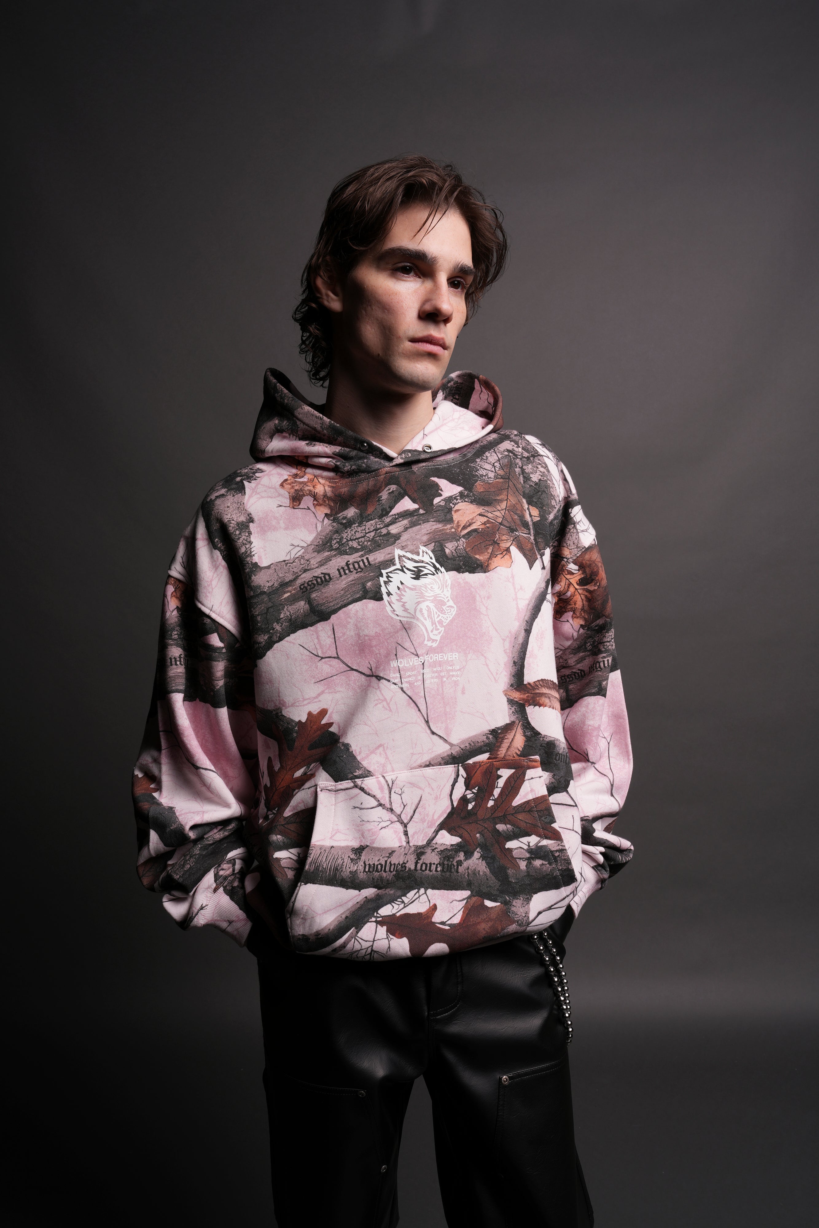 Pierce Hoodie - Baby Pink Woodland Camo by Wolves