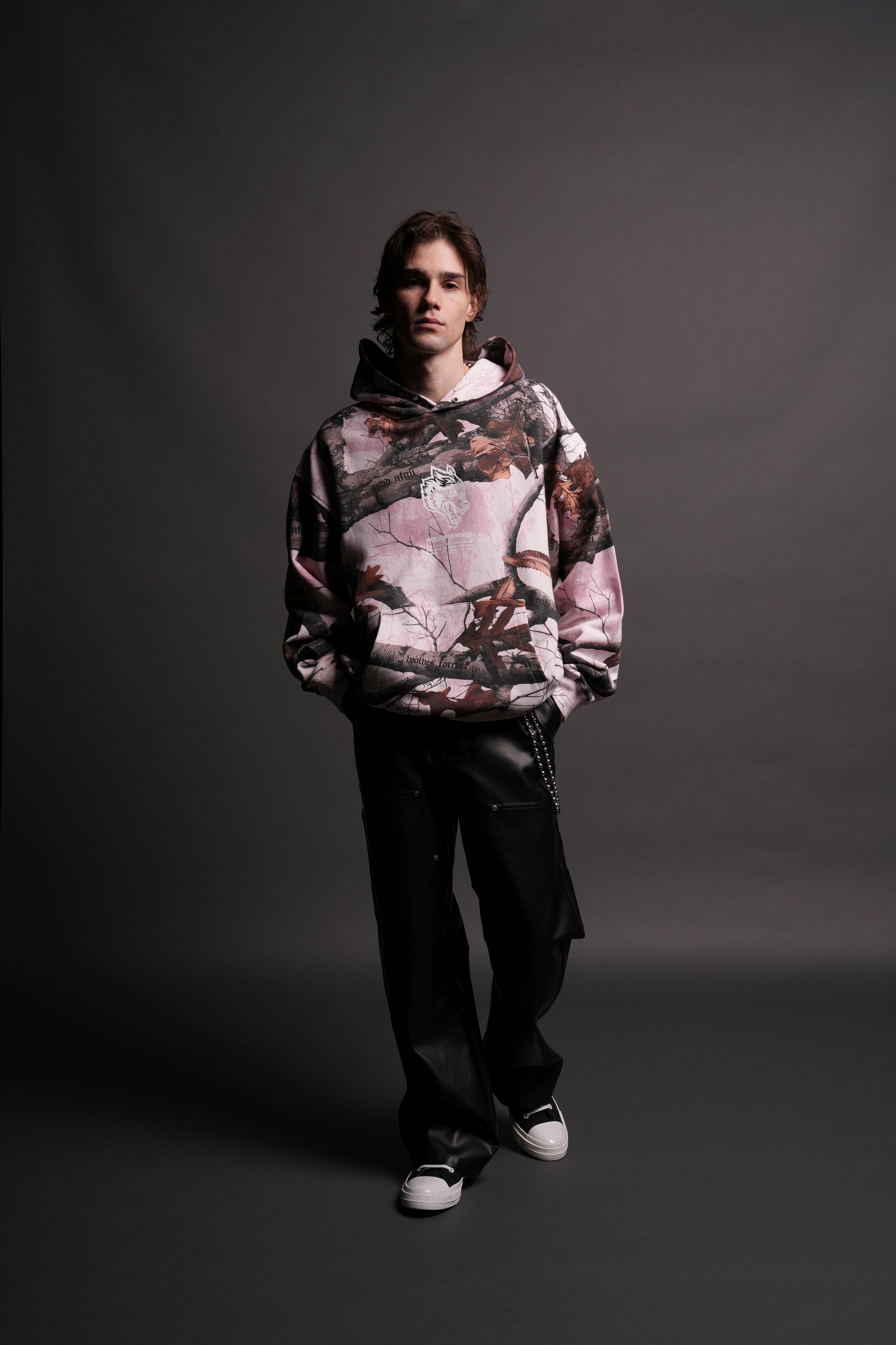 Pierce Hoodie - Baby Pink Woodland Camo by Wolves