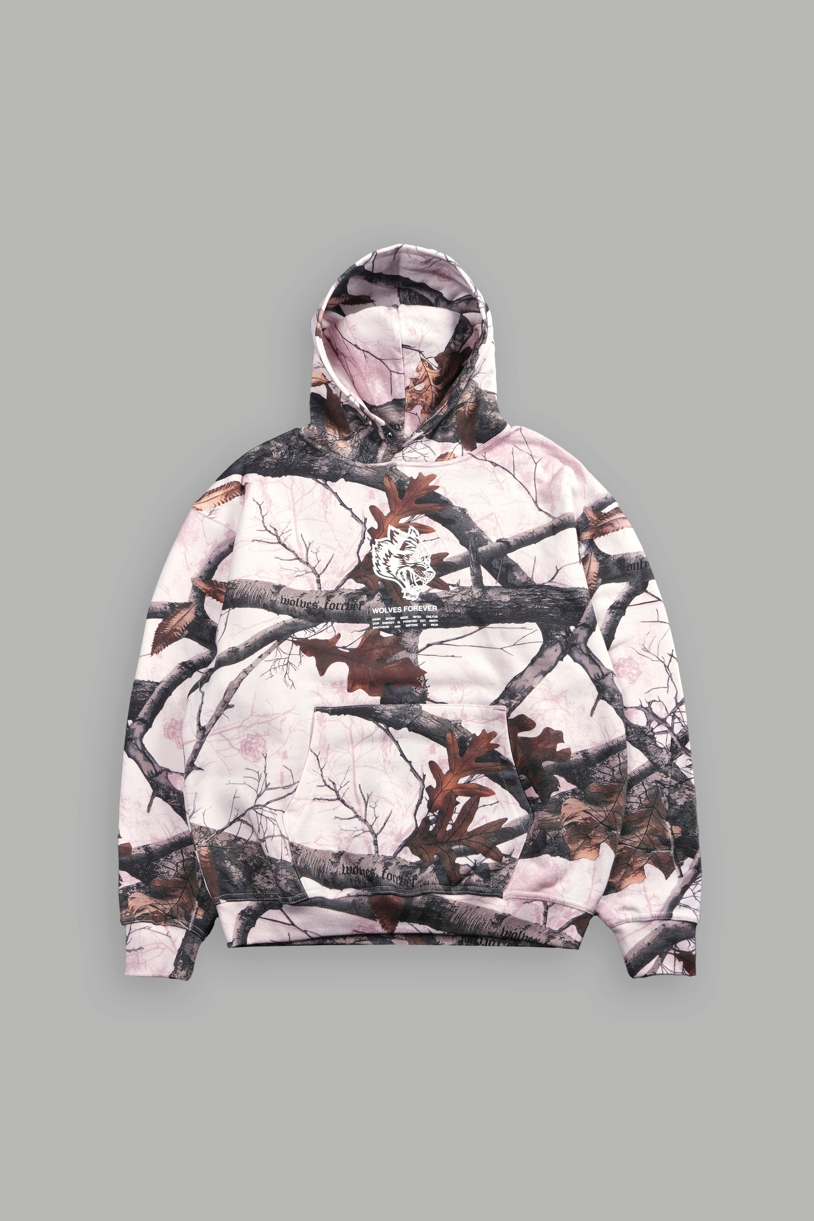 Pierce Hoodie - Baby Pink Woodland Camo by Wolves