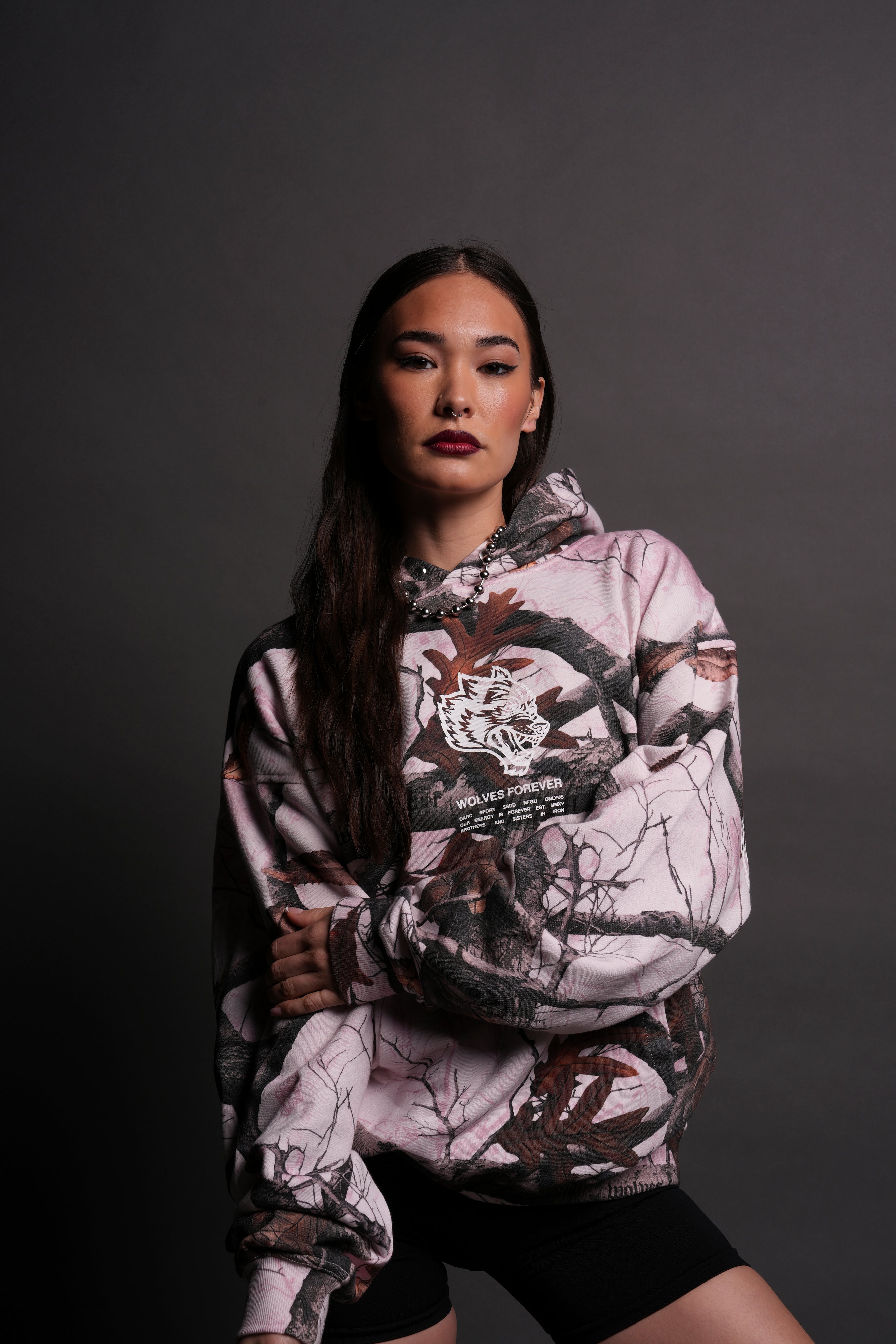 Pierce Hoodie - Baby Pink Woodland Camo by Wolves