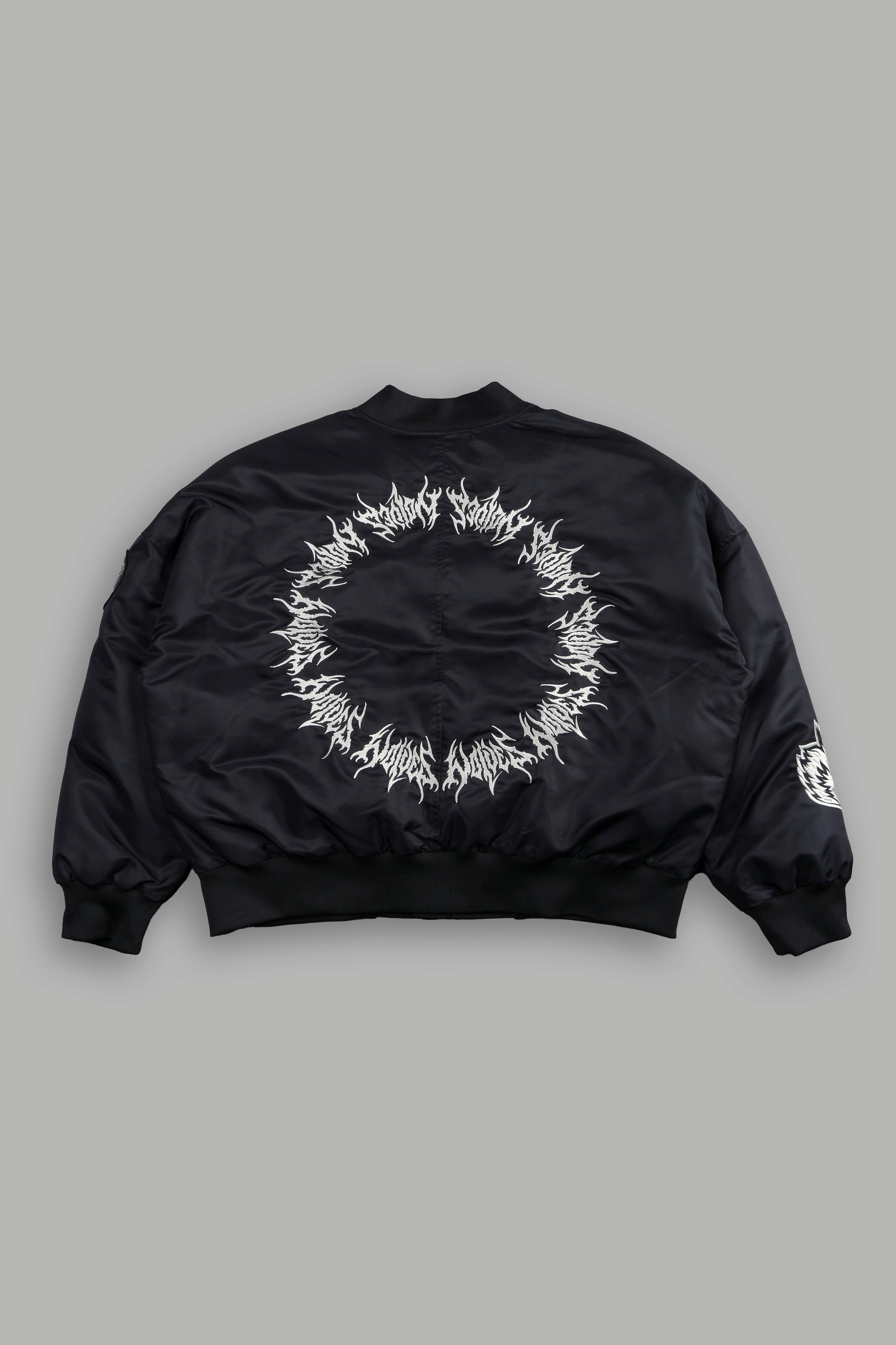 Black Vicious Nylon Bomber Jacket by Fear Is My Ally