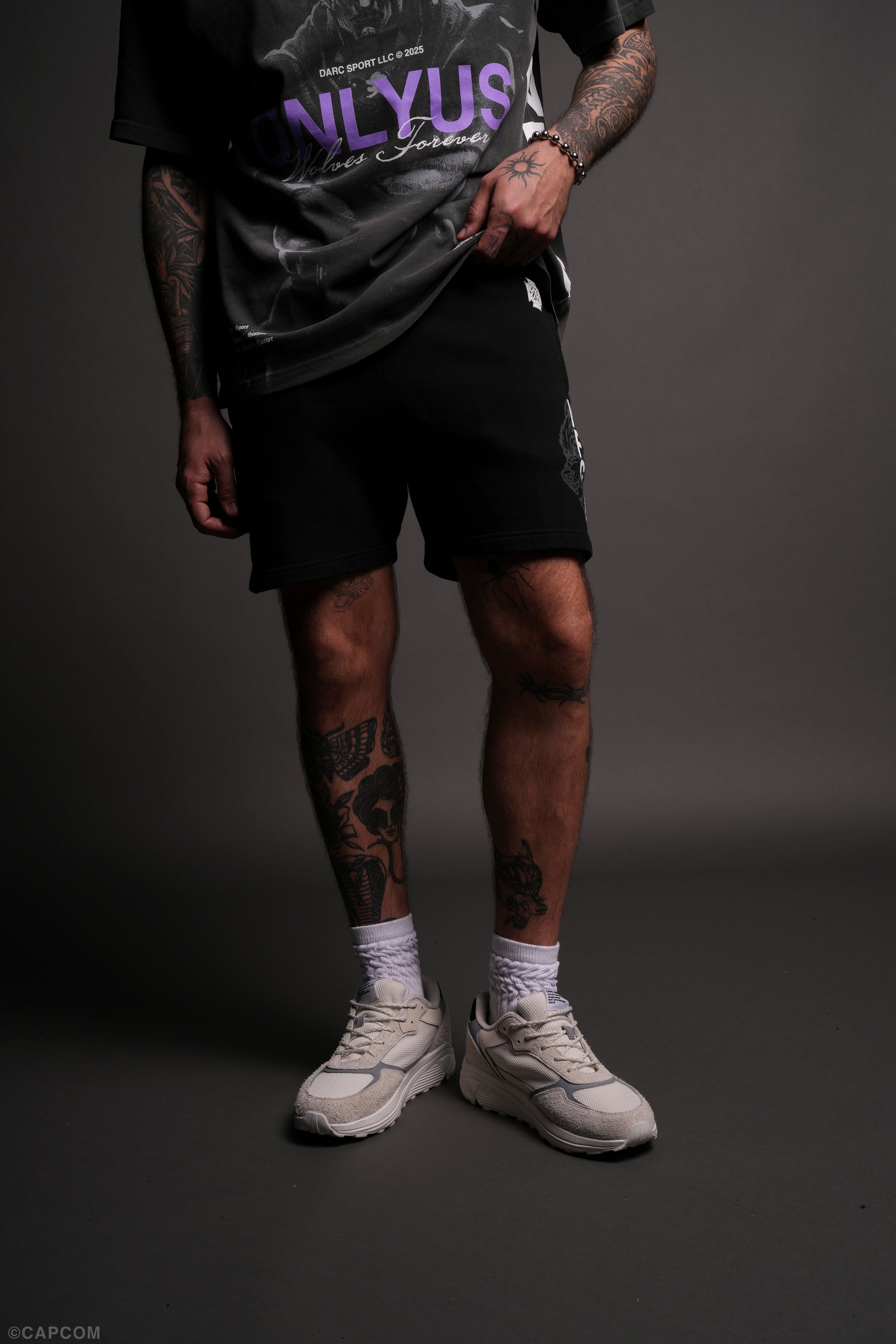 Wolf Post Lounge Sweatpants - Black Comfort Shorts