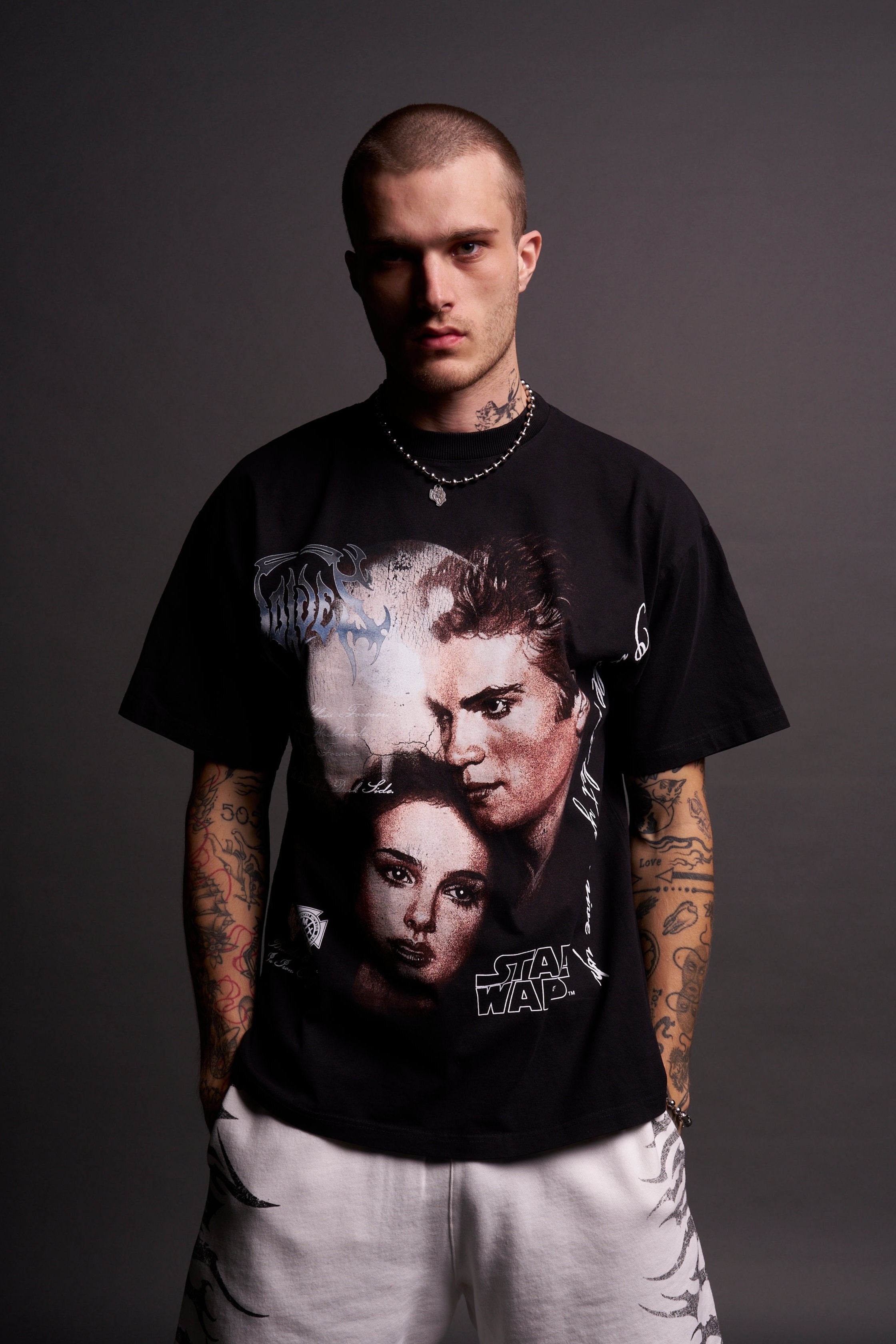 Black Grunge Forbidden Love Graphic Tee