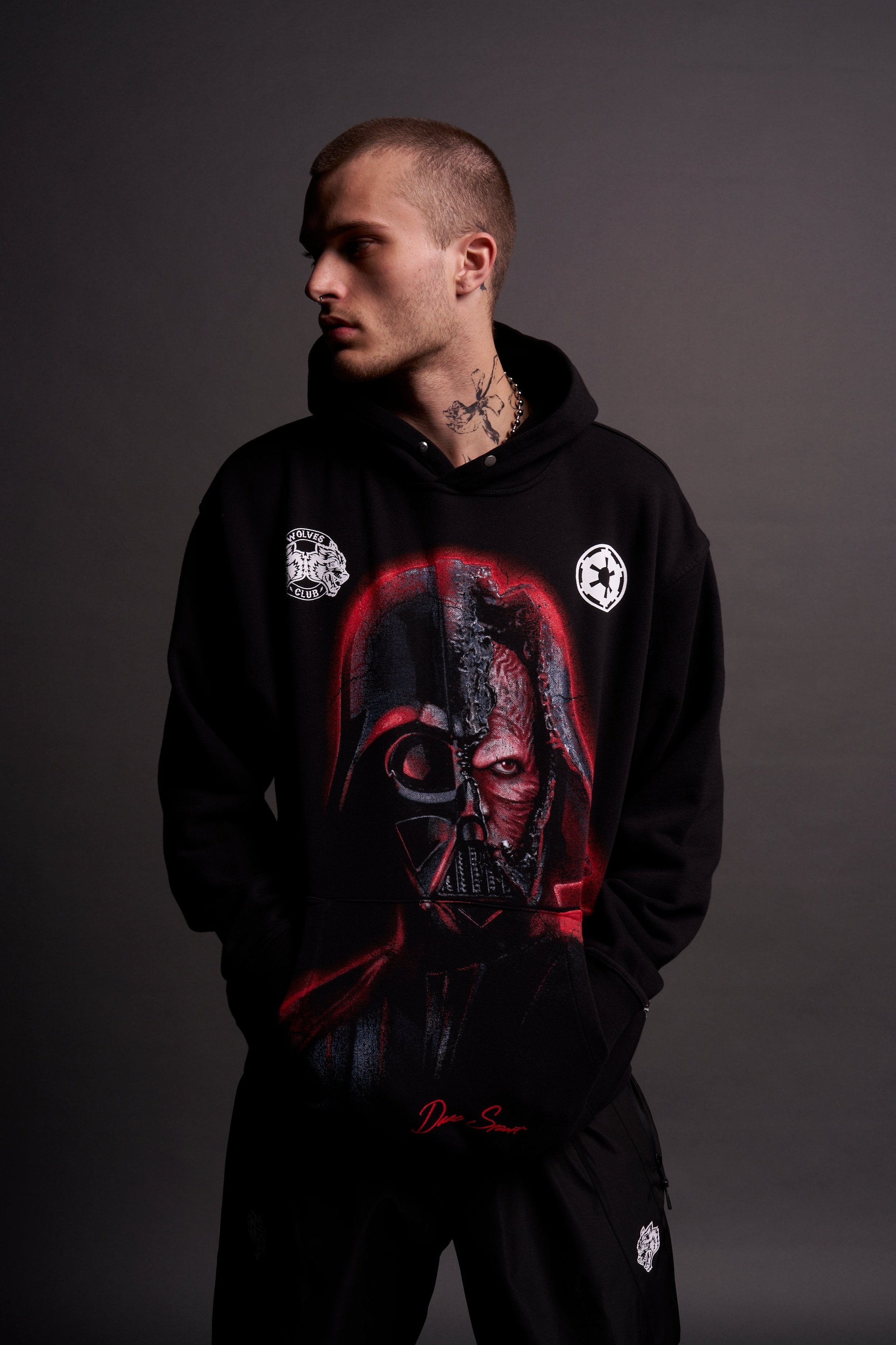 Black Pierce Side-Zip Hoodie for Men