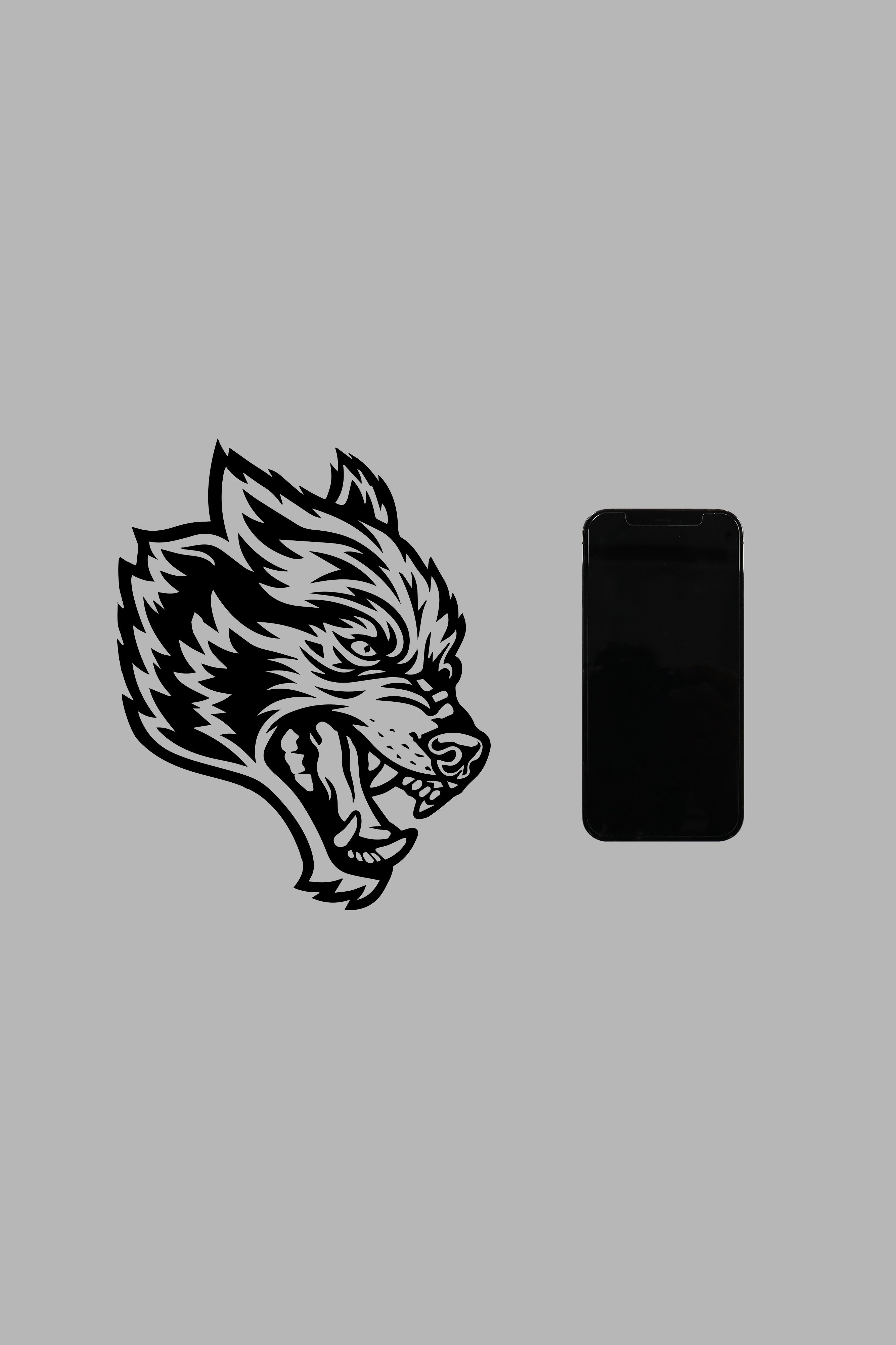 Large Black Wolf Head Vinyl Decal