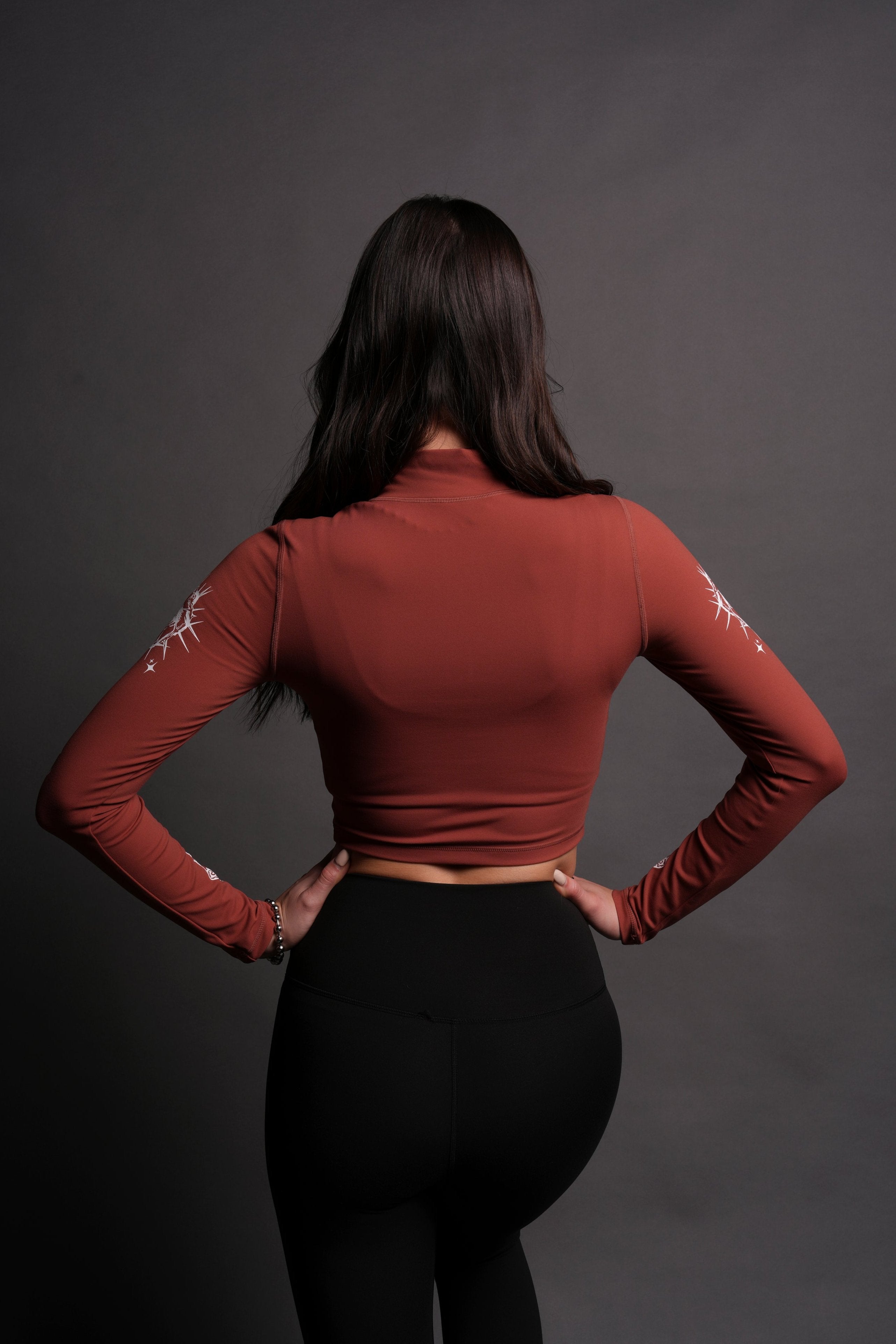 Tana Energy Zip Mockneck Sweater in Canyon Rust