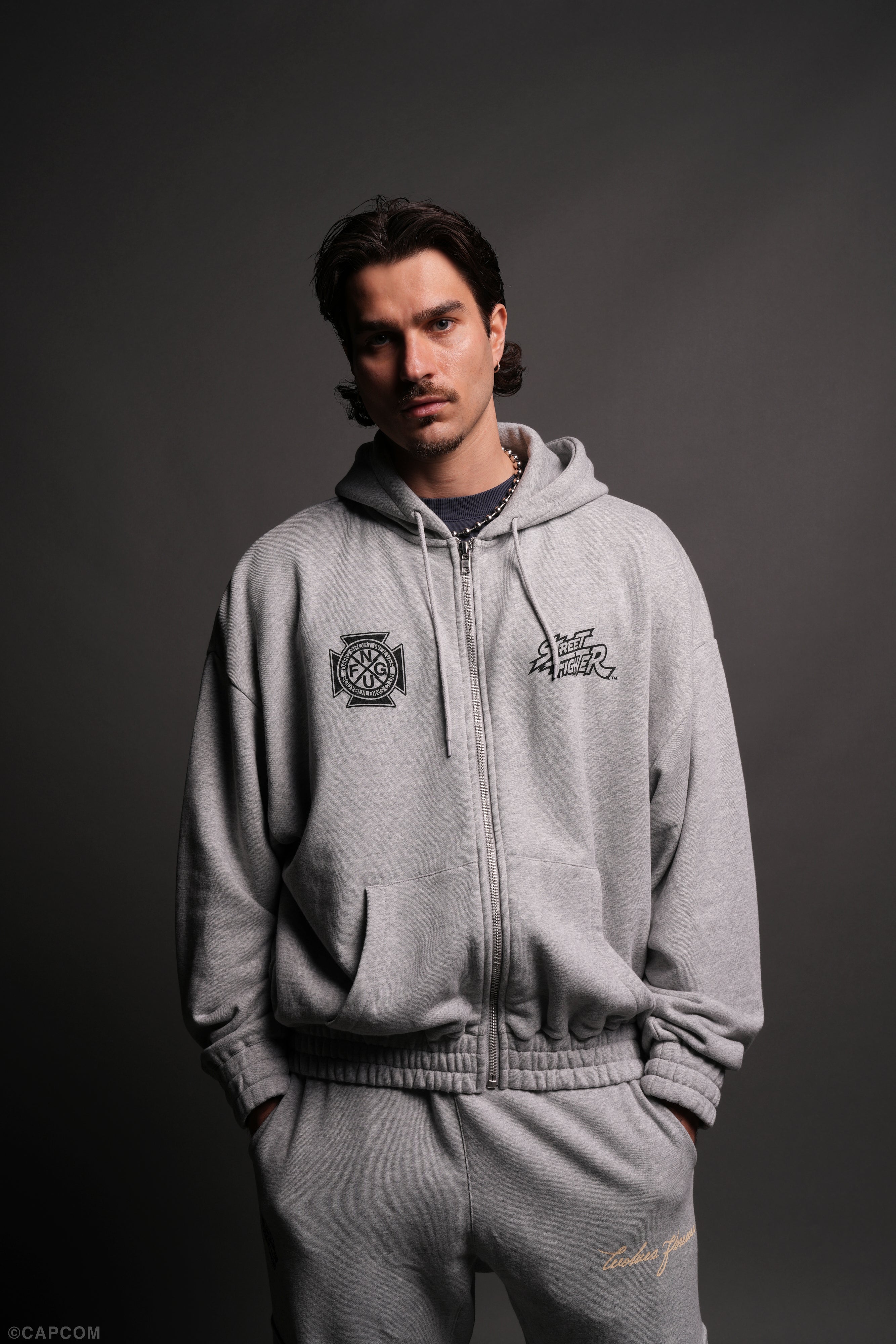 Final Boss Chambers Light Gray Zip Hoodie