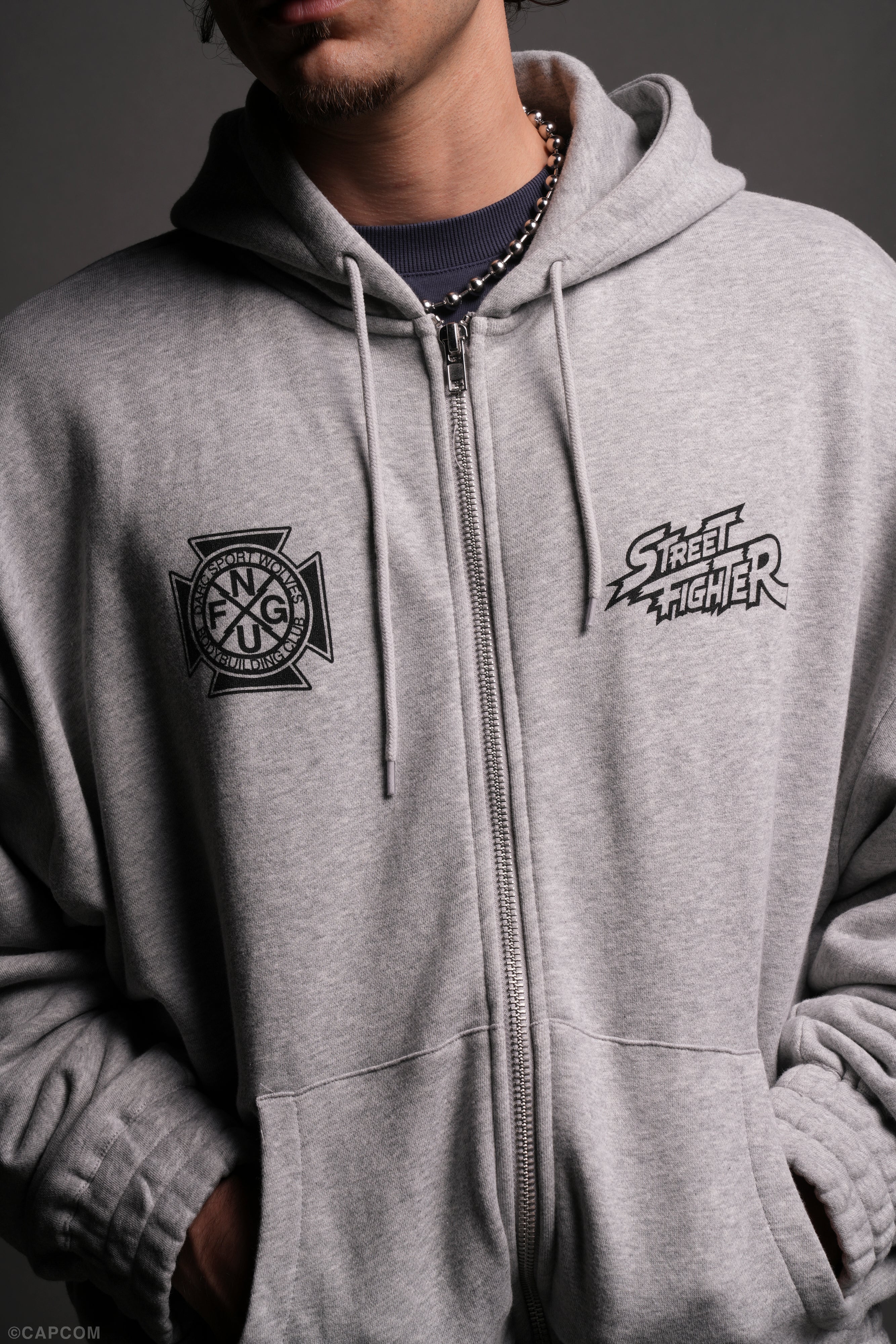 Final Boss Chambers Light Gray Zip Hoodie