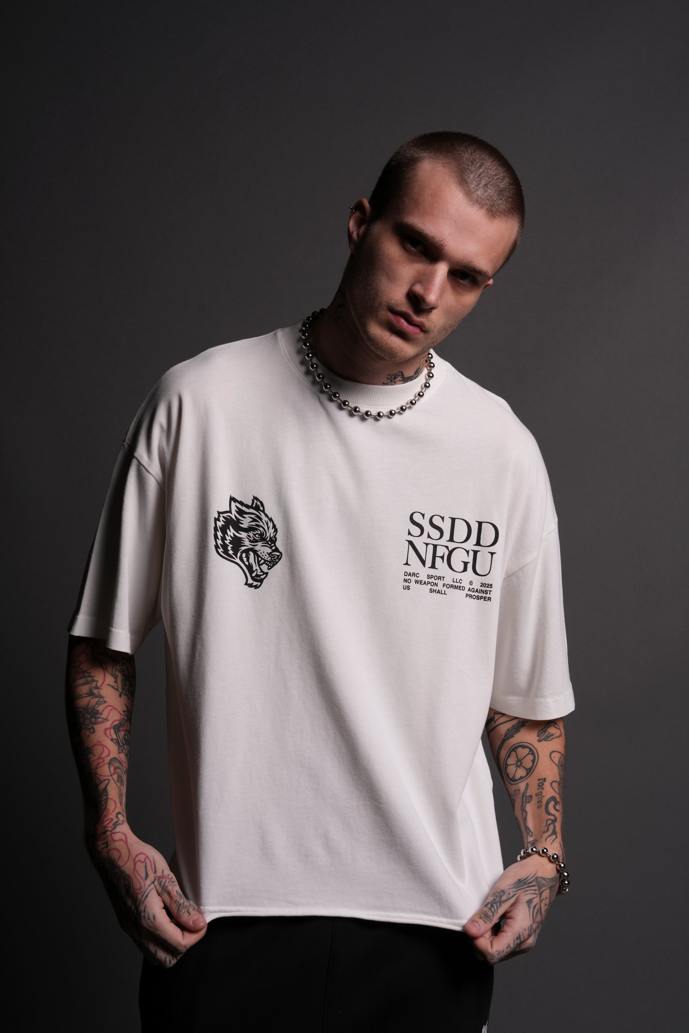 Prosper Box Cut Raw Hem Tee - Cream Unisex T-Shirt