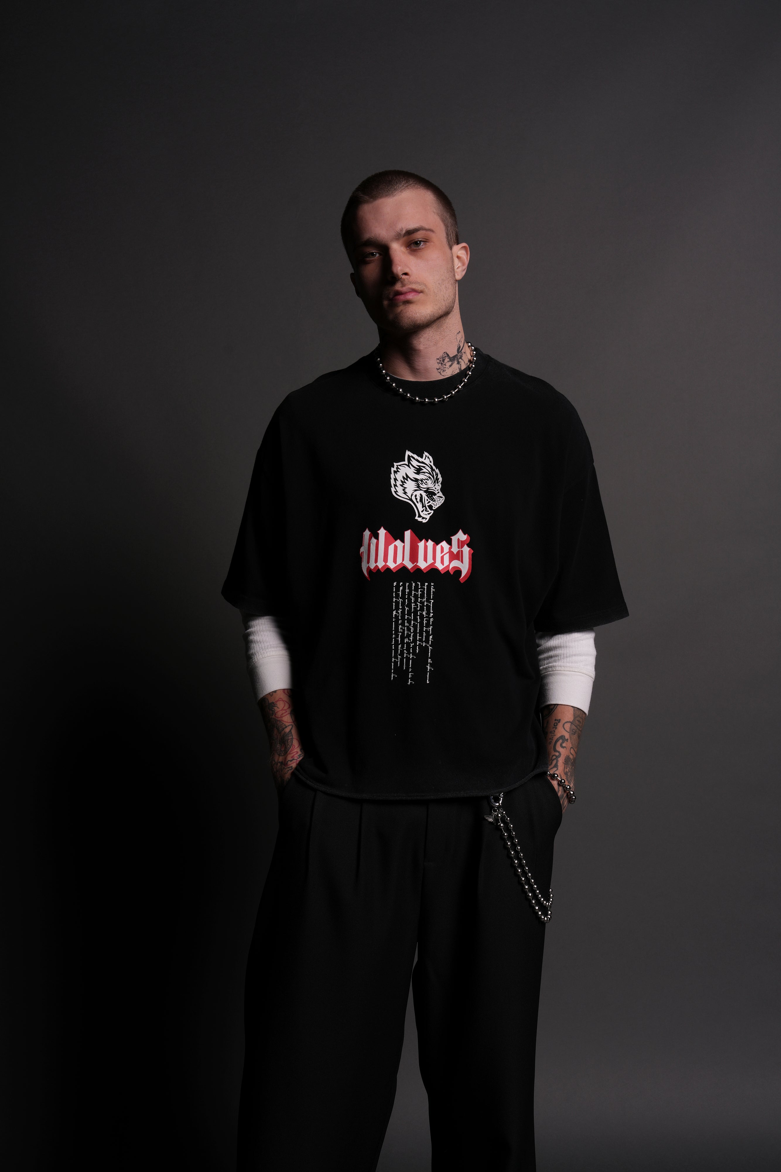 Premium Raw Hem Box Cut Tee - Black