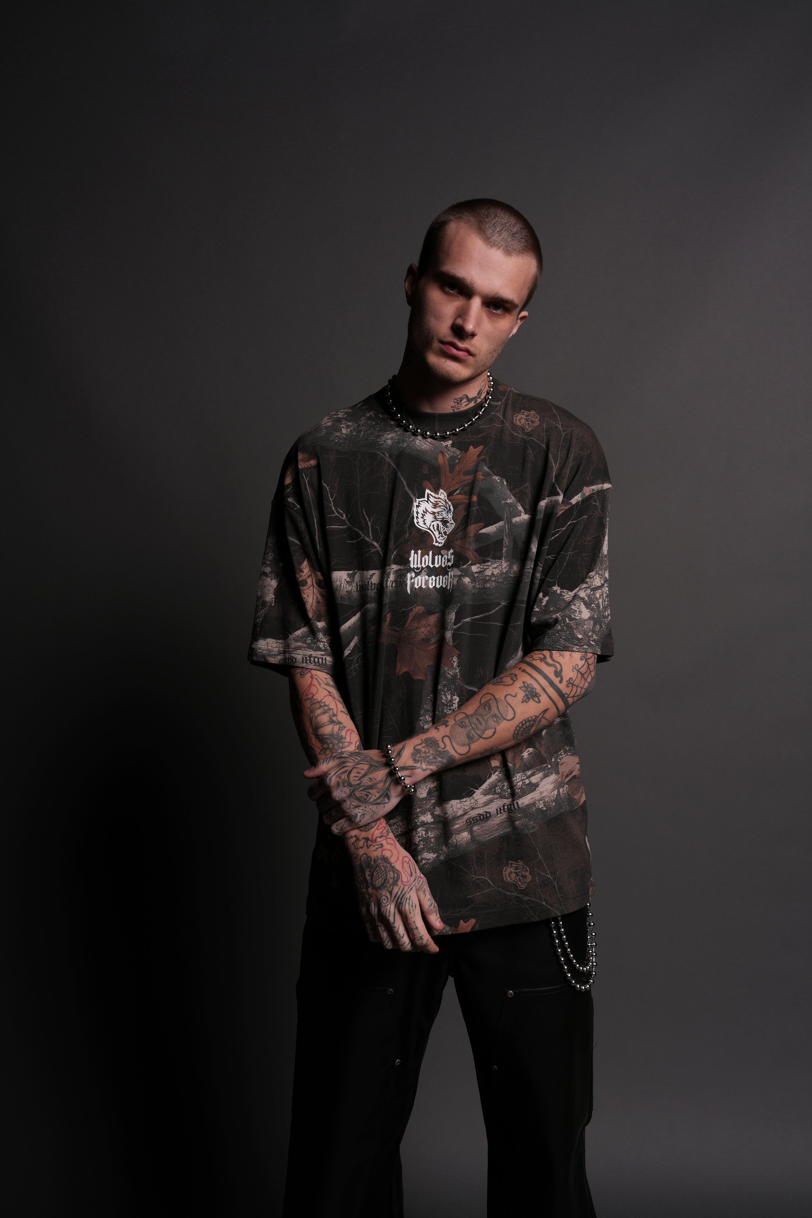 Premium Oversized Tee in Dark Brown Camo