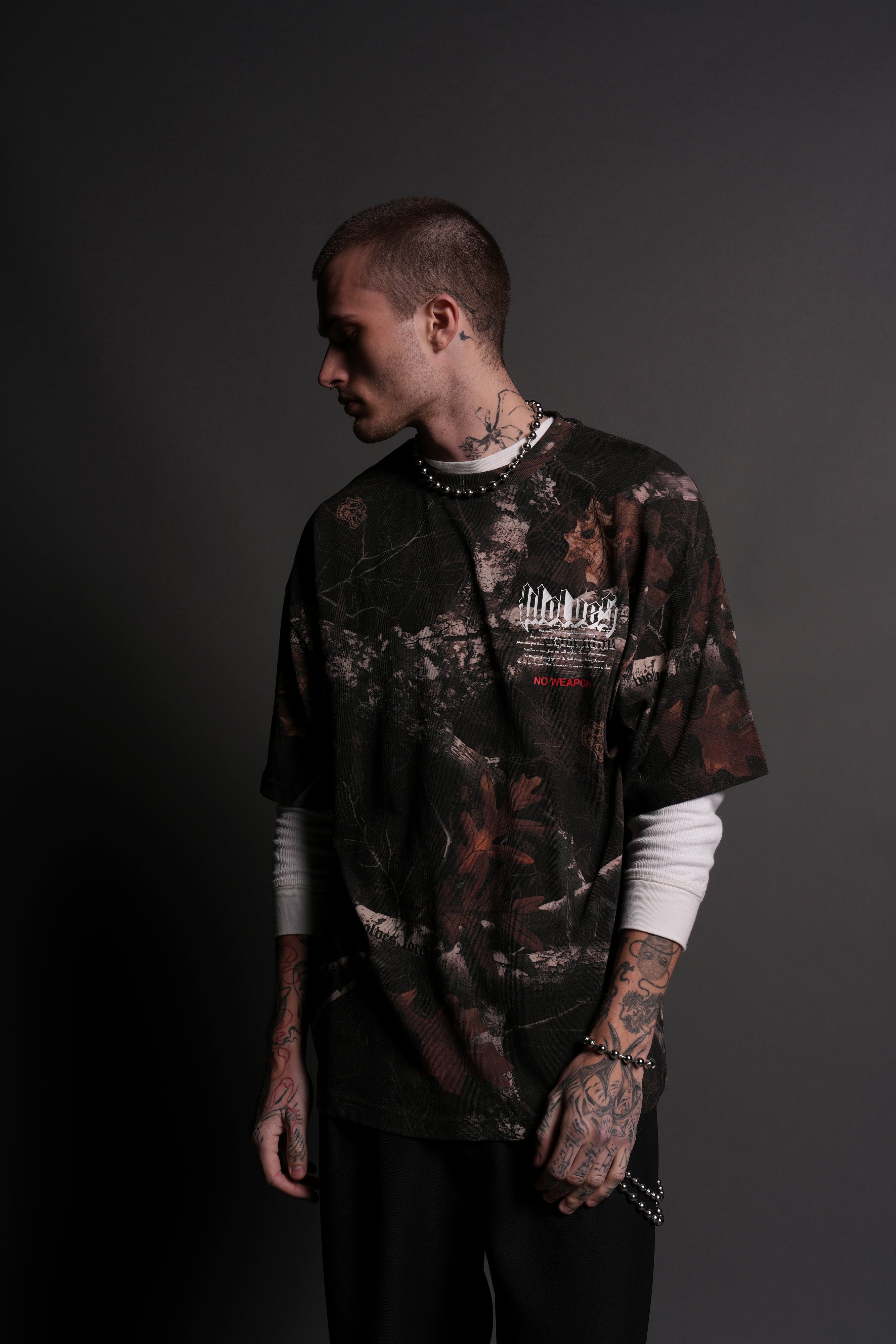 Premium Oversized Tee in Woodland Camo - Darc Brown