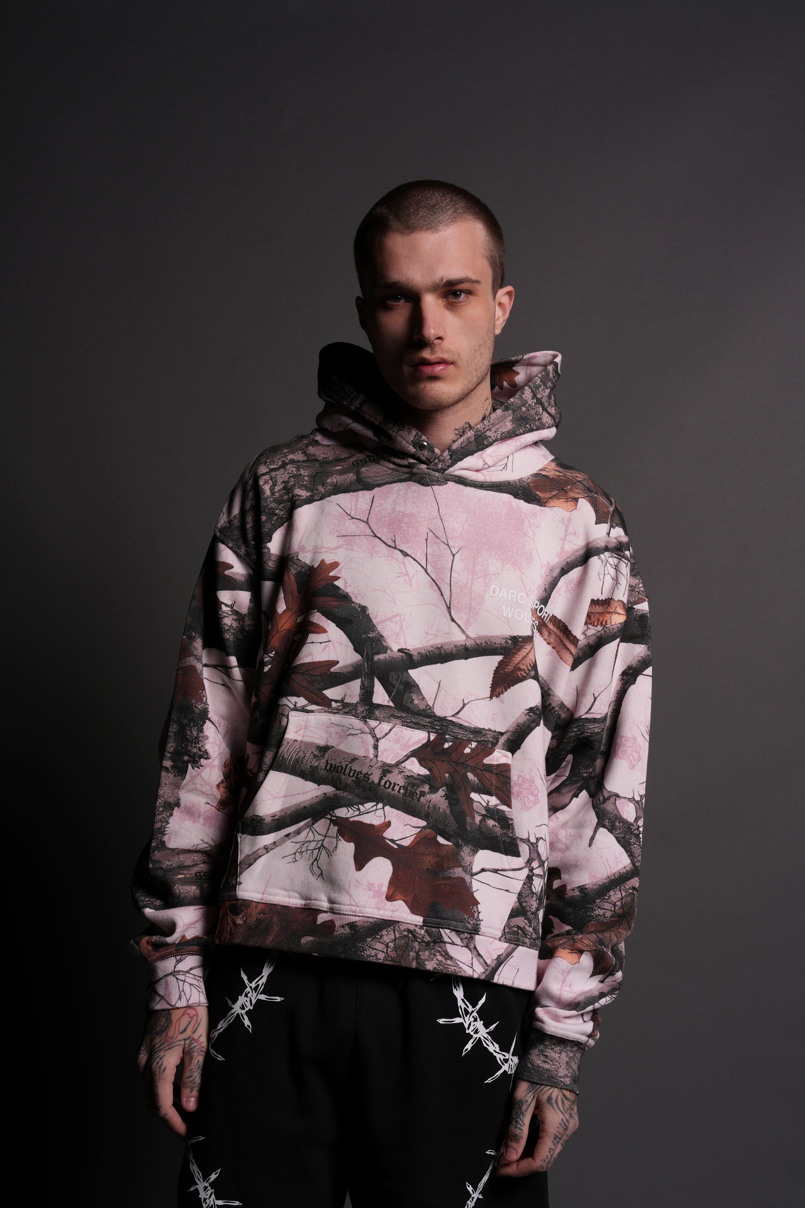 Darc Sport Wolves Box Cut Hoodie - Woodland Camo
