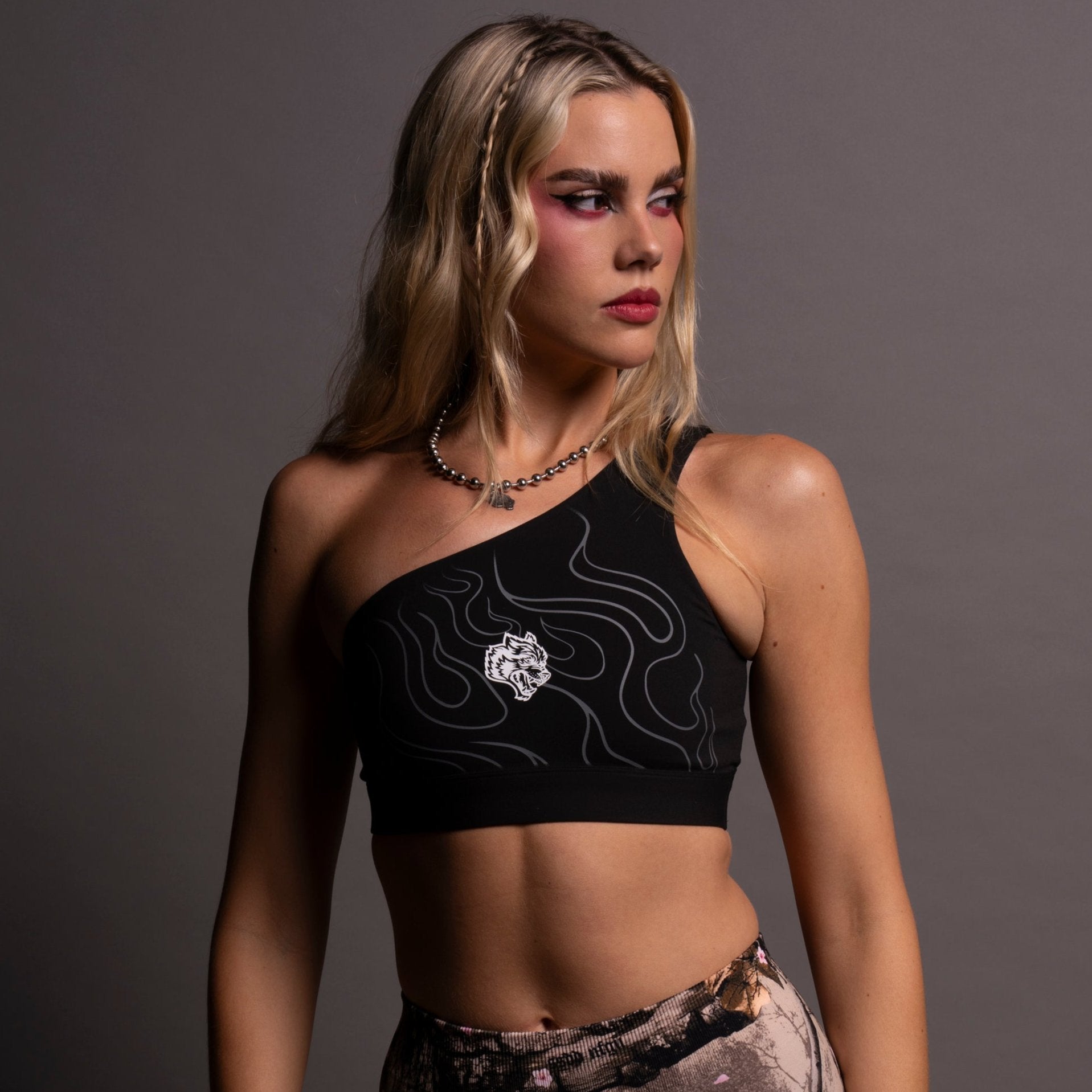 One Shoulder Black Energy Bra for Workouts