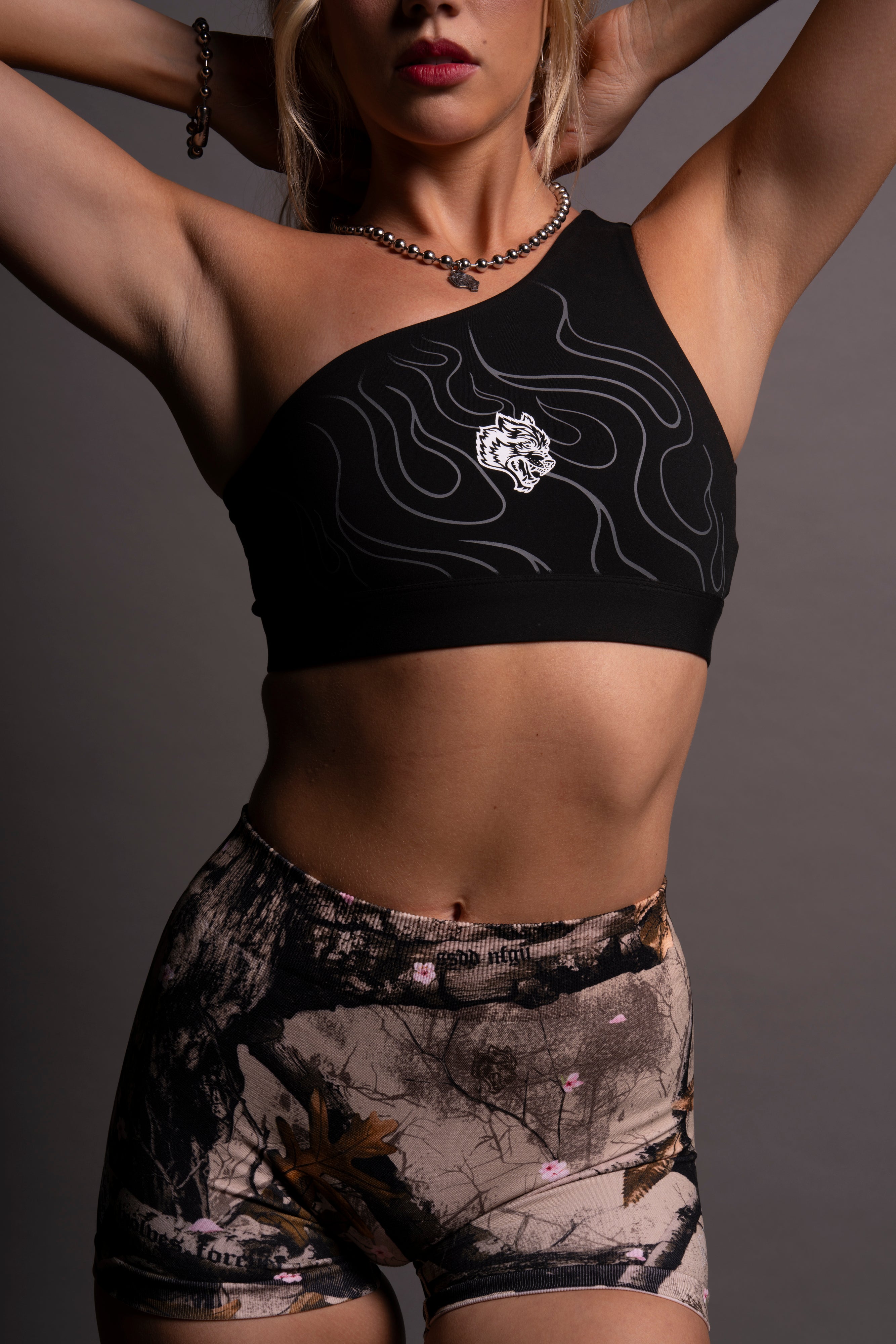 One Shoulder Black Energy Bra for Workouts