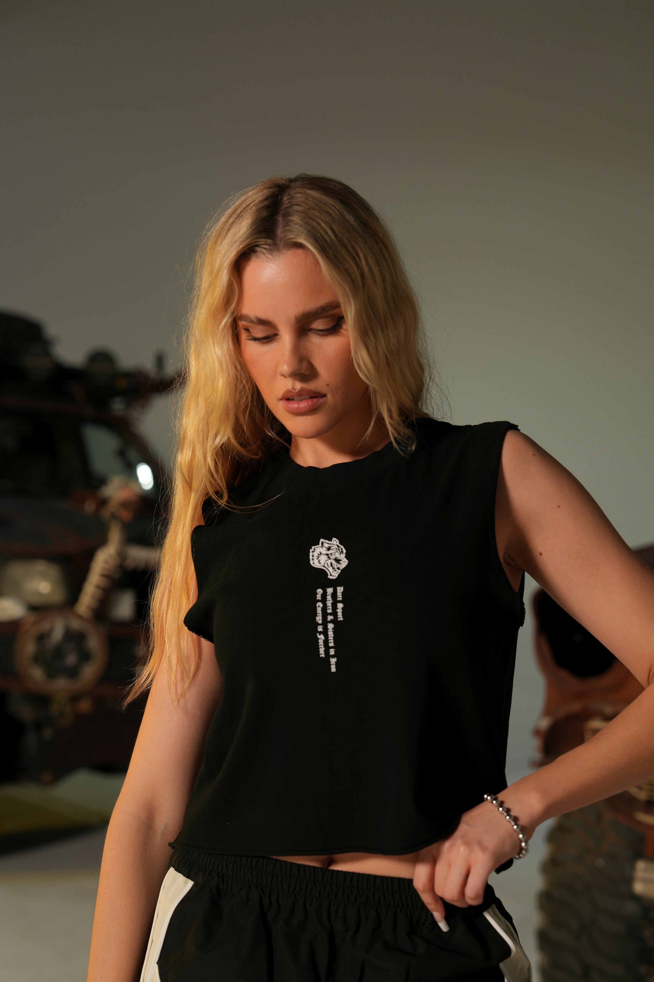 Rosie No Surrender Black Muscle Tee