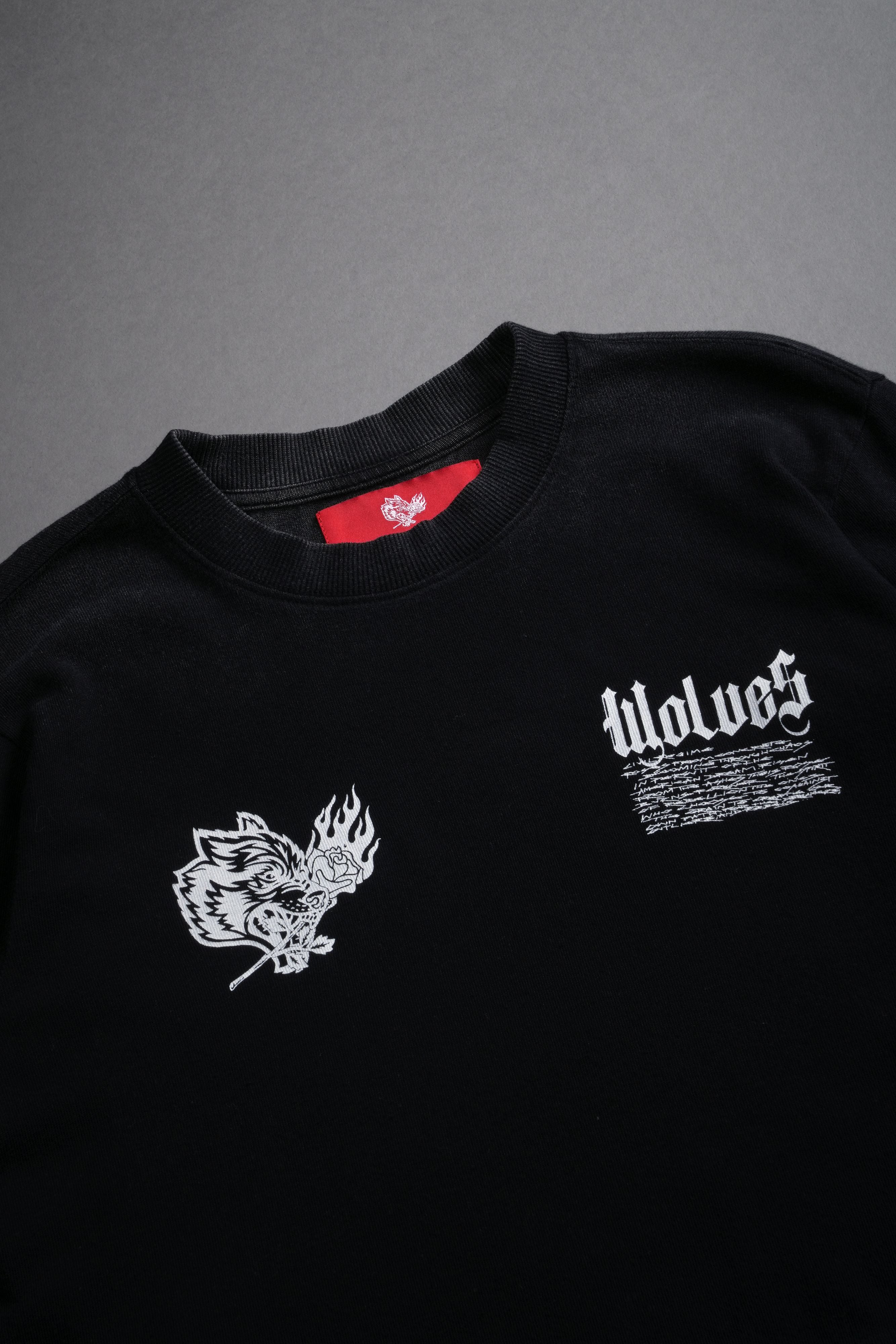 Black Infernal Bloom LS Cropped Tee - Premium Fit