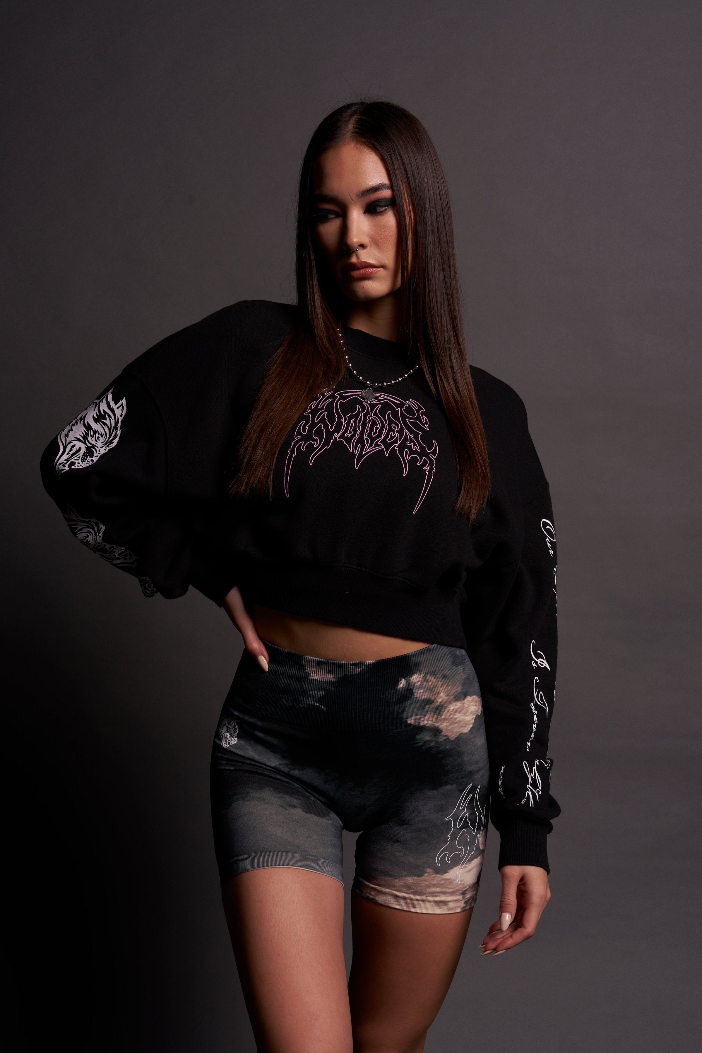 Ava Black Crewneck Sweatshirt by Iron Side