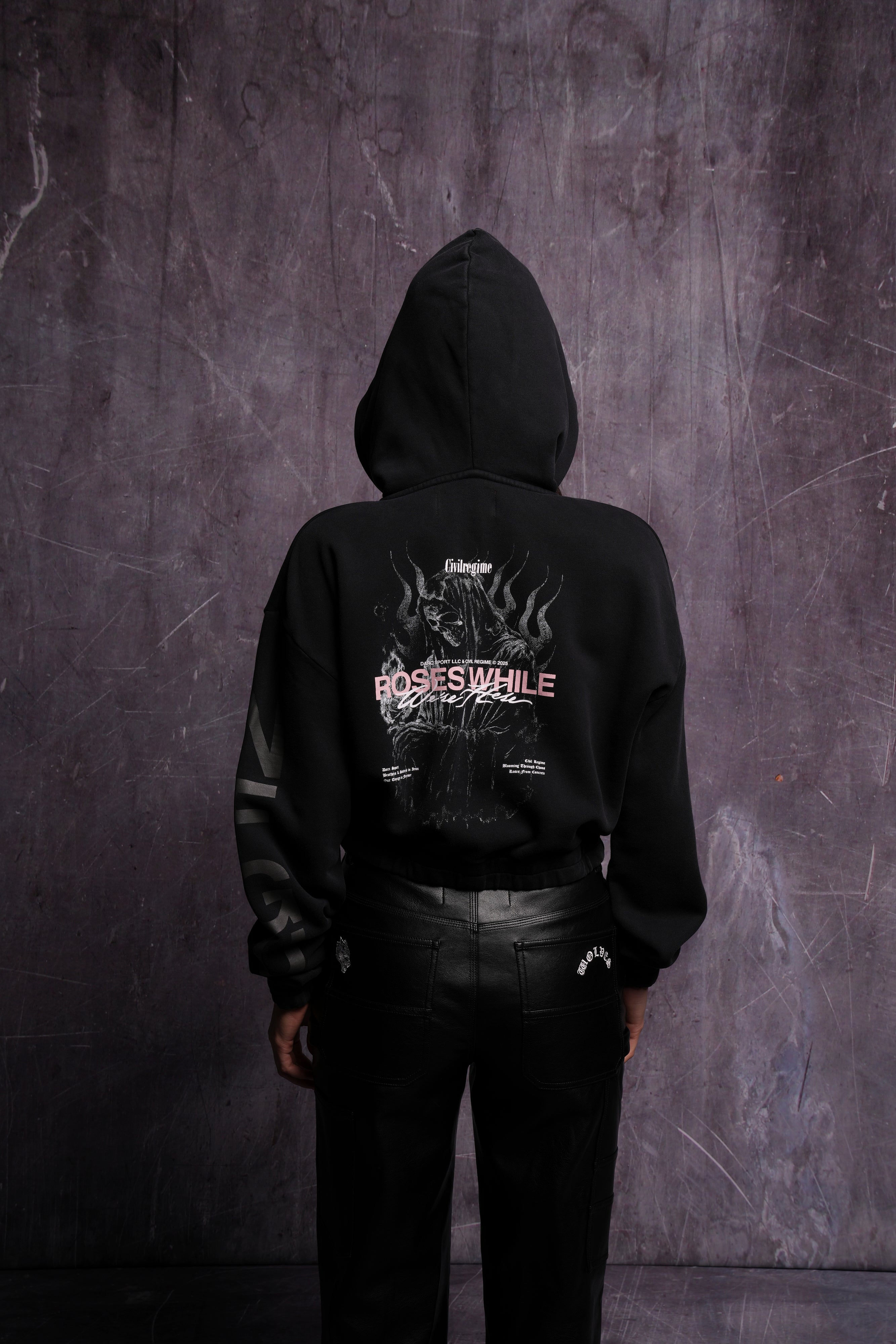Black Cropped Zip Hoodie - Life and Death Chambers Style