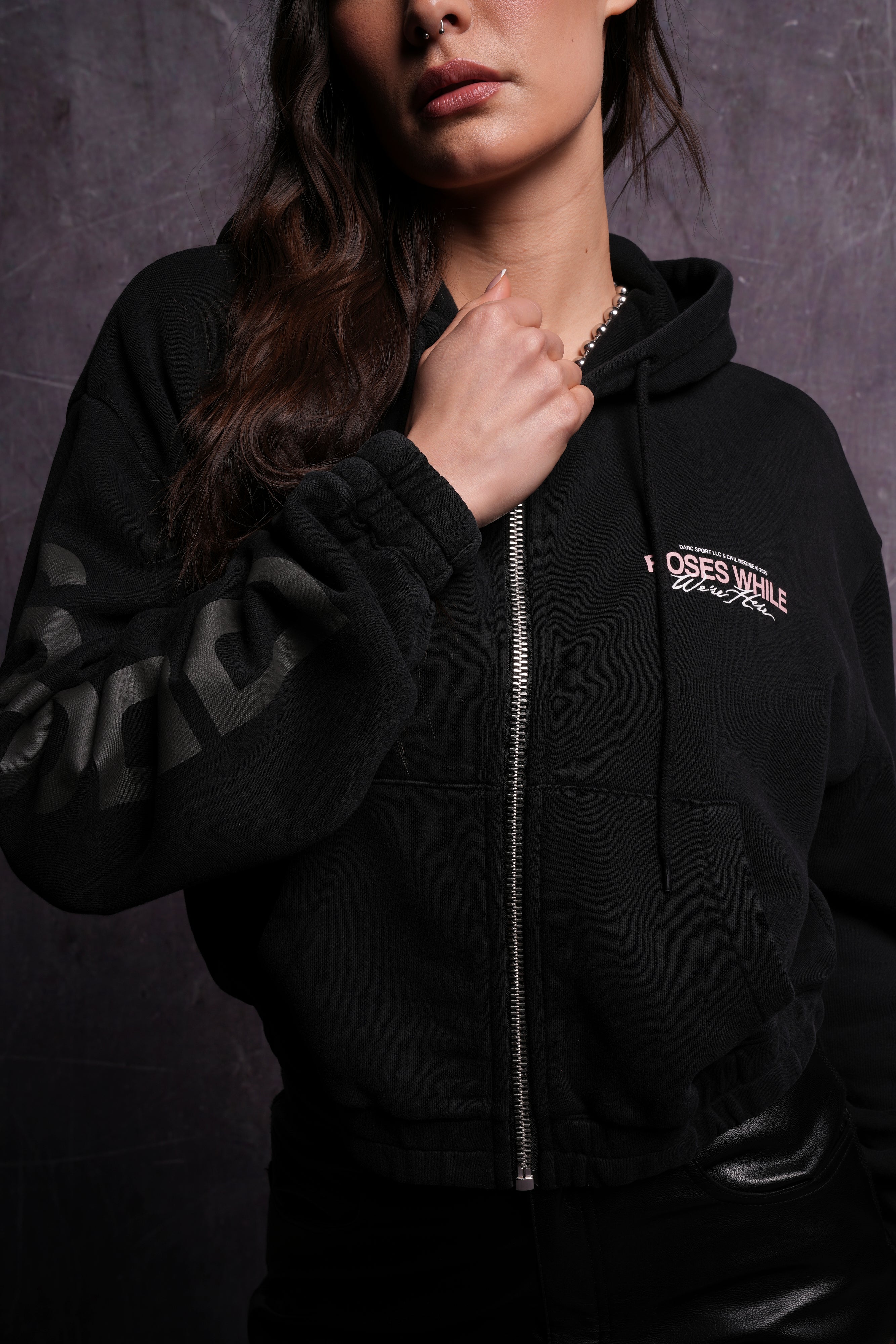 Black Cropped Zip Hoodie - Life and Death Chambers Style