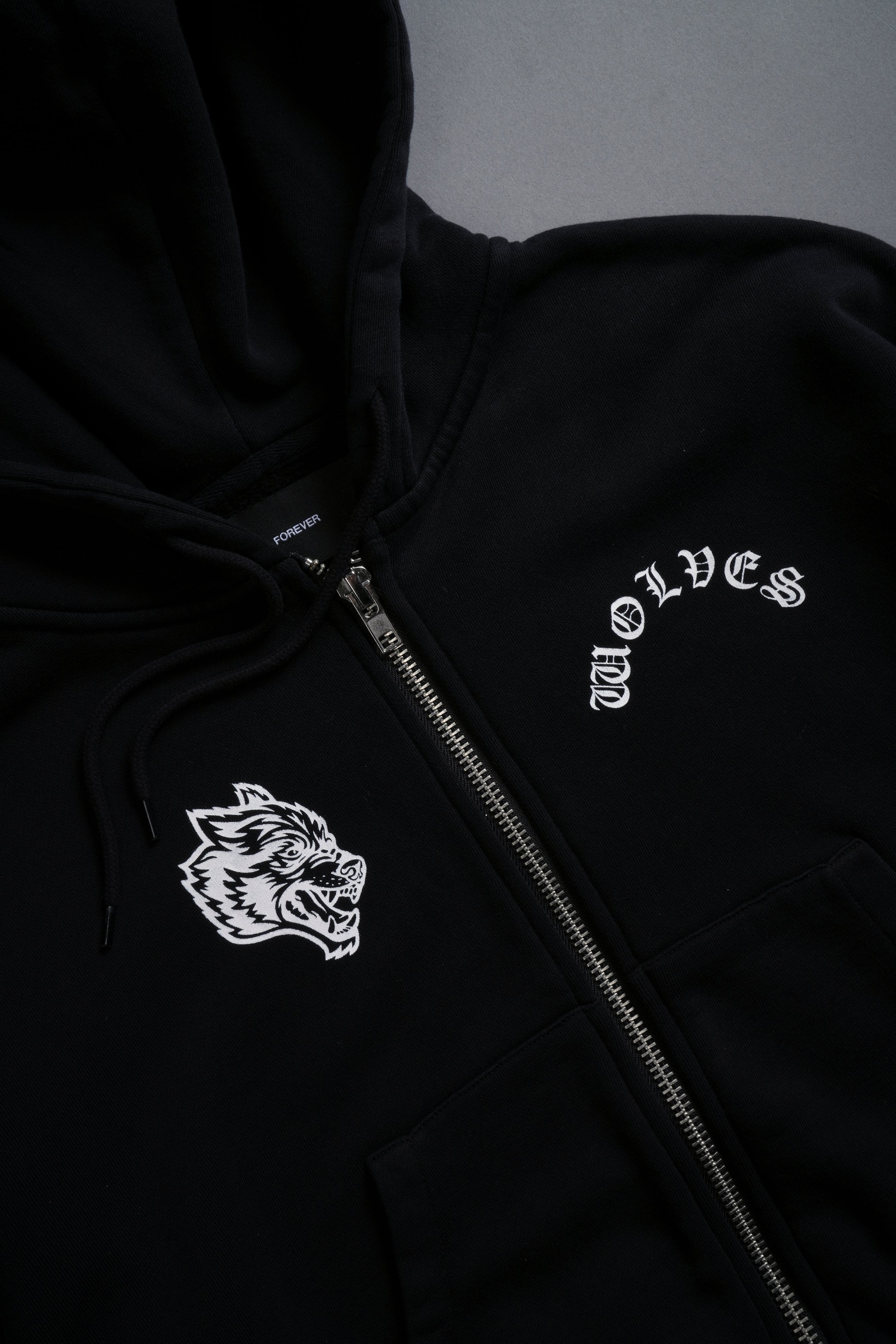 Wolf Chopper 'Chambers' Black Cropped Zip Hoodie