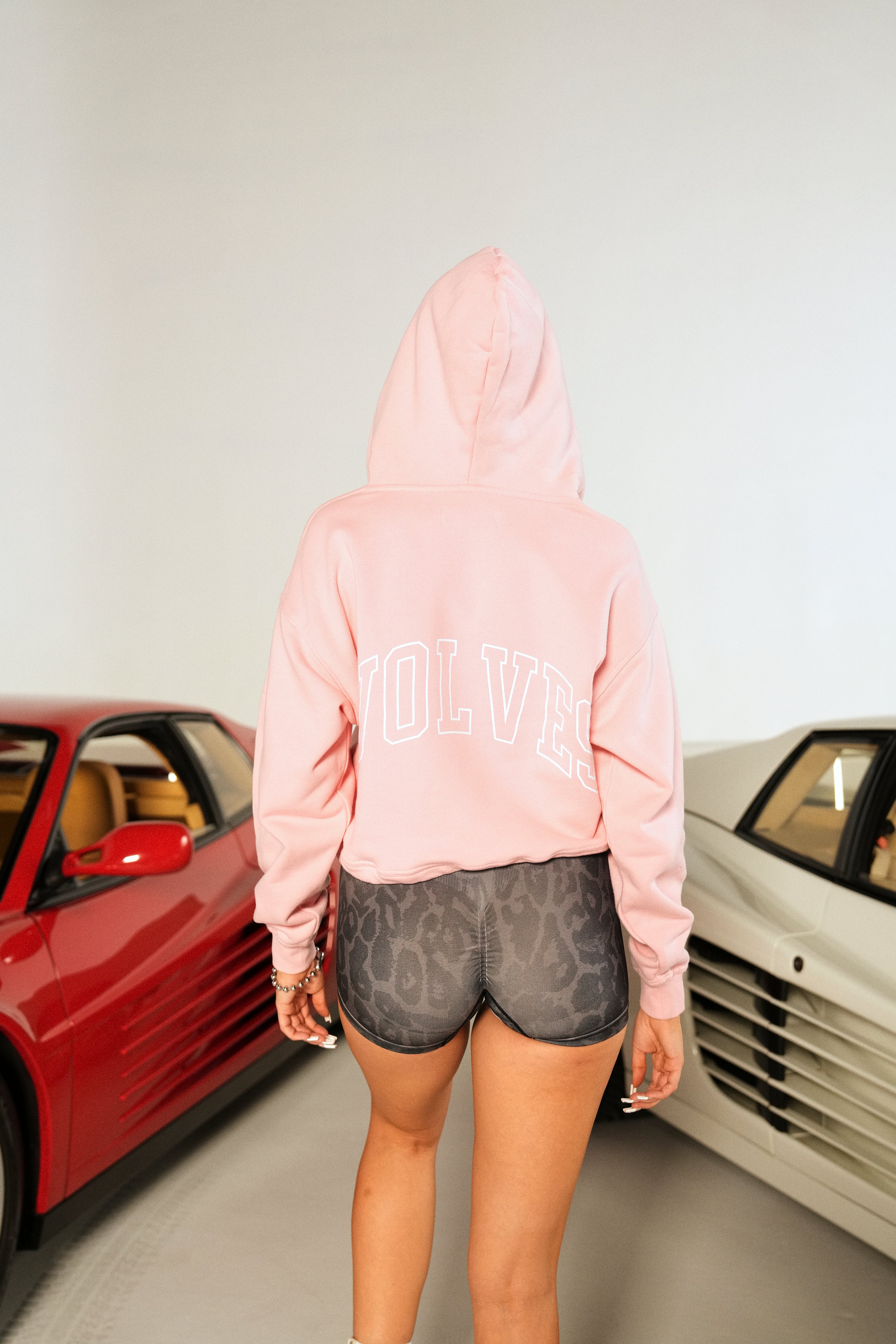Big Wolf Loyalty Dempsey Cropped Hoodie - Cherry Blossom