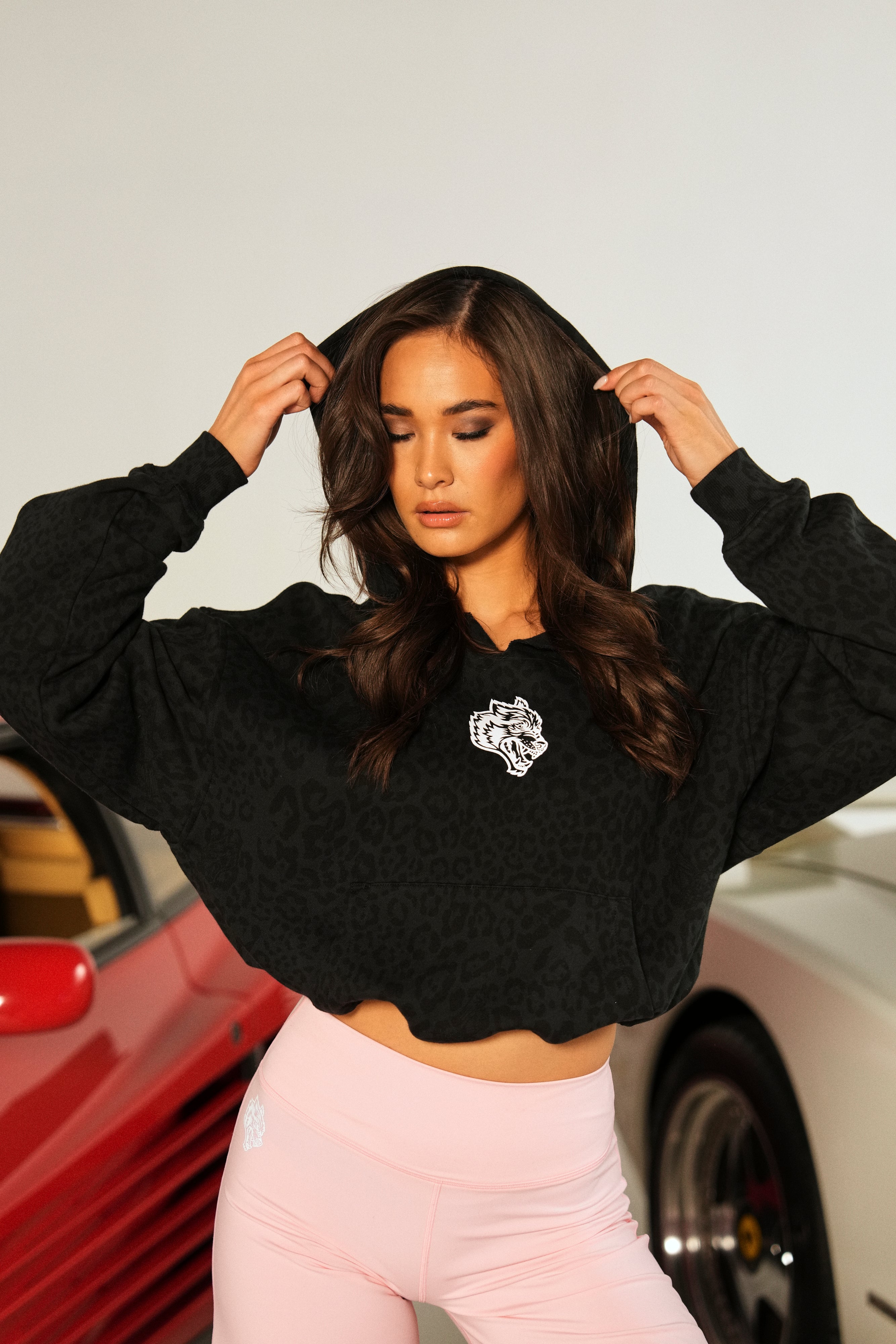 Big Wolf Loyalty Dempsey Cropped Hoodie - Charcoal Leopard