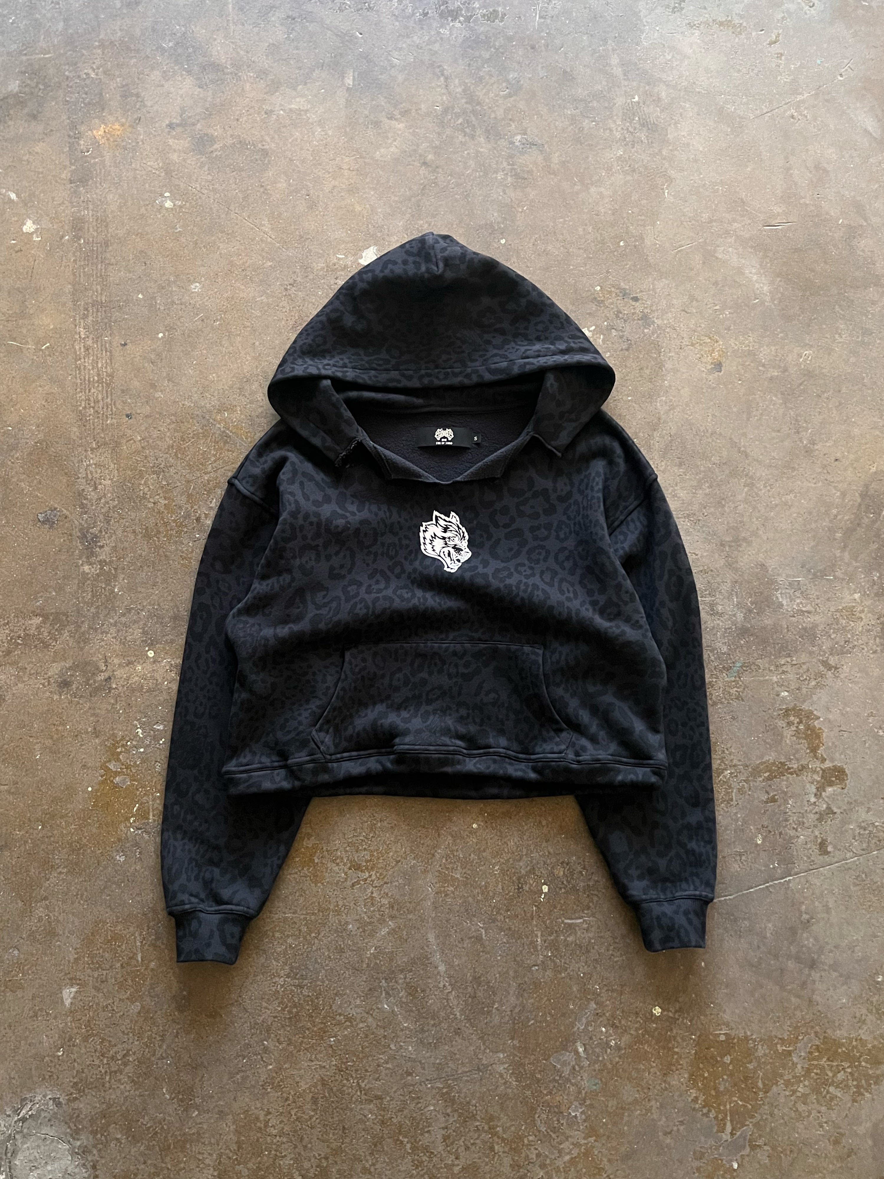 Big Wolf Loyalty Dempsey Cropped Hoodie - Charcoal Leopard
