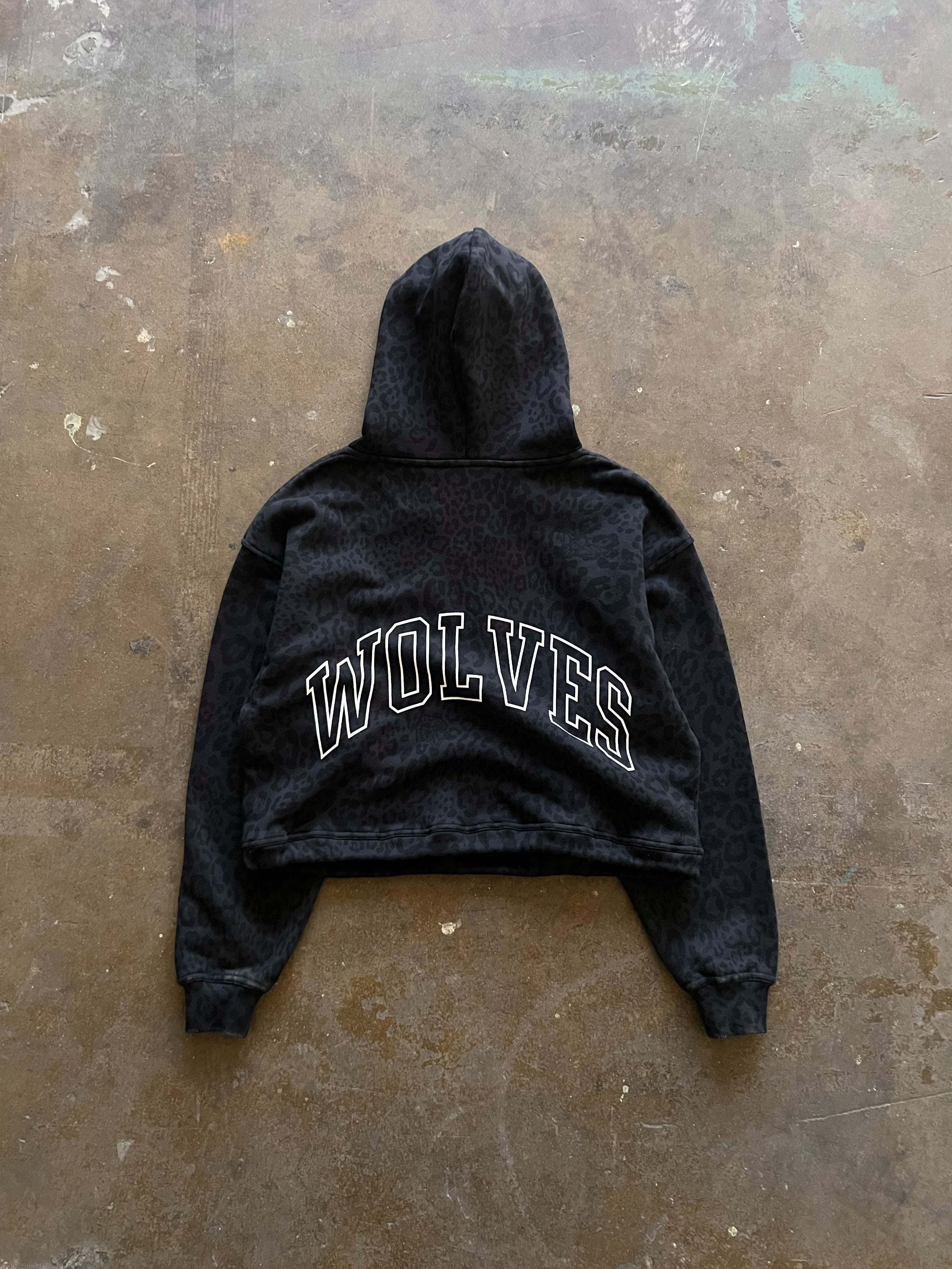 Big Wolf Loyalty Dempsey Cropped Hoodie - Charcoal Leopard