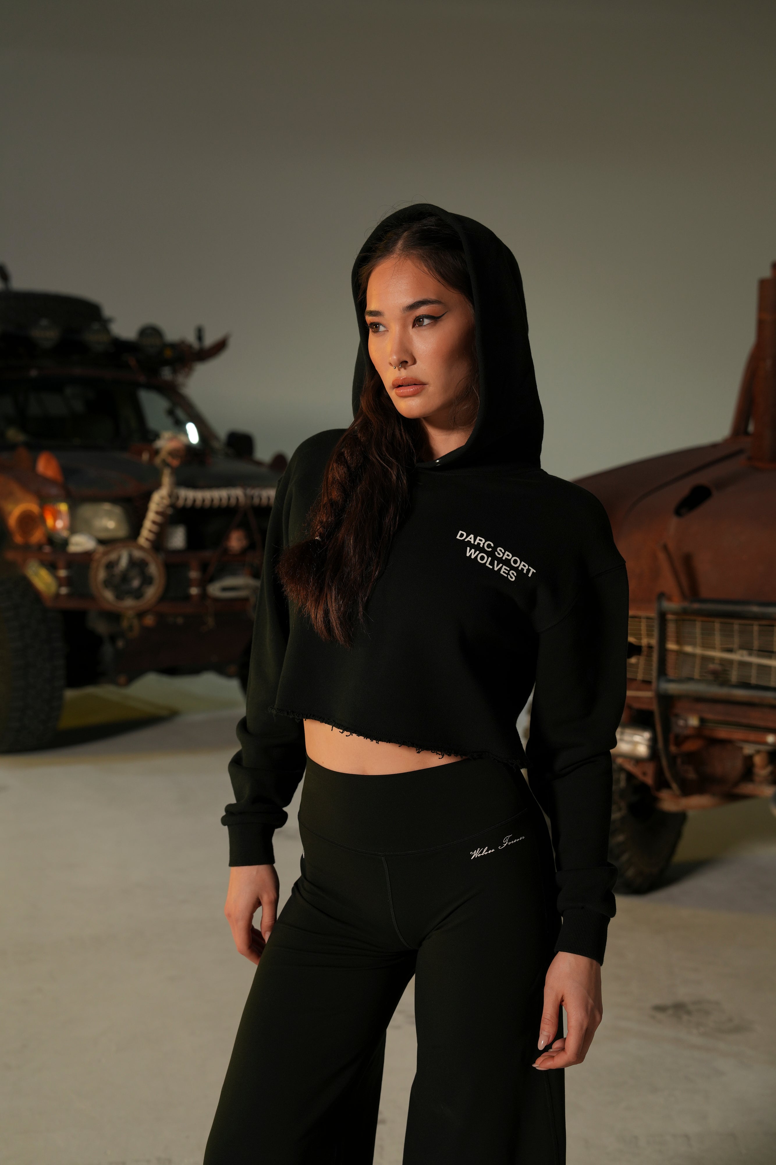 Darc Sport Pierce Cropped Hoodie - Black