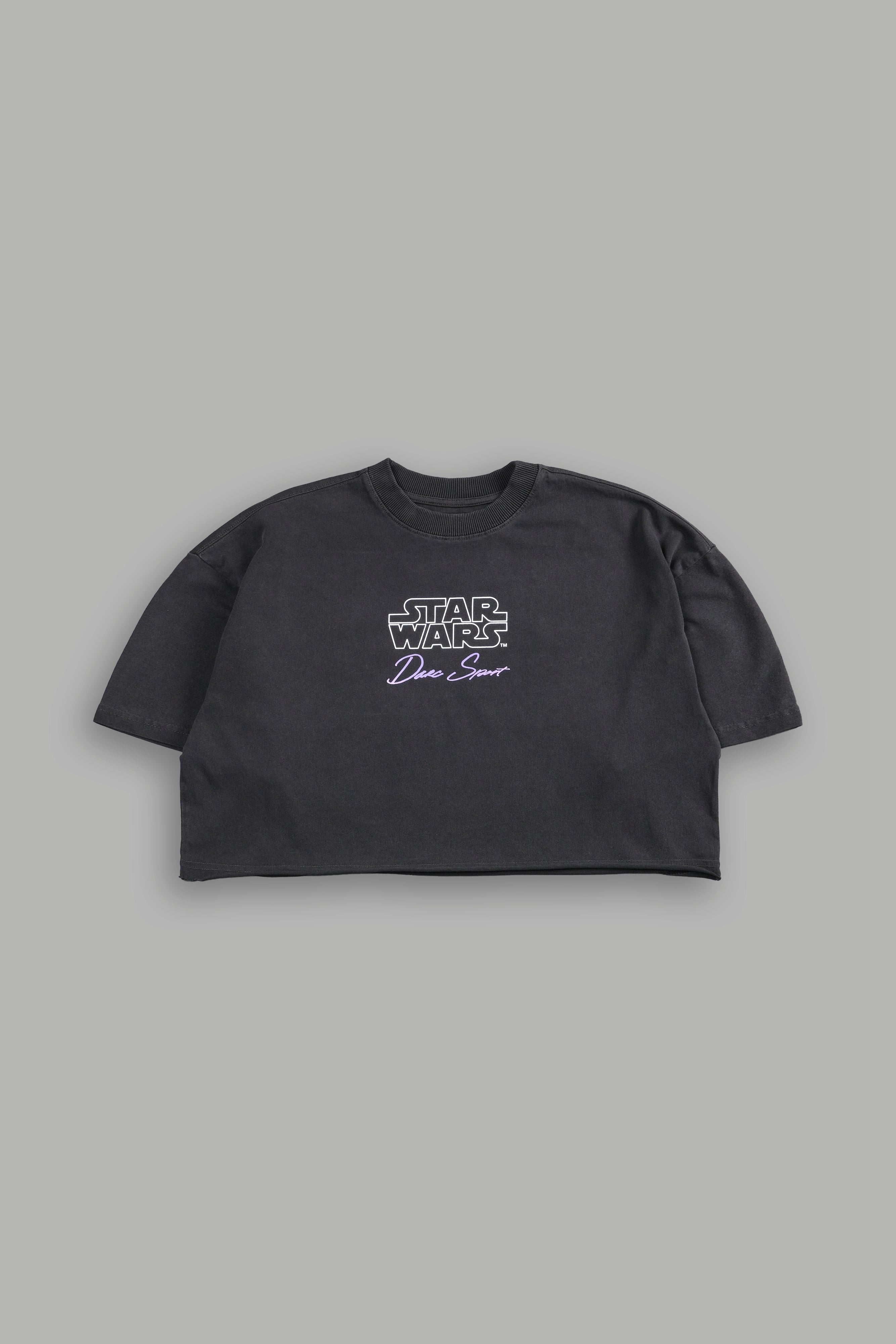 Grunge Cropped Wolf Gray Tee - Oversized Fit