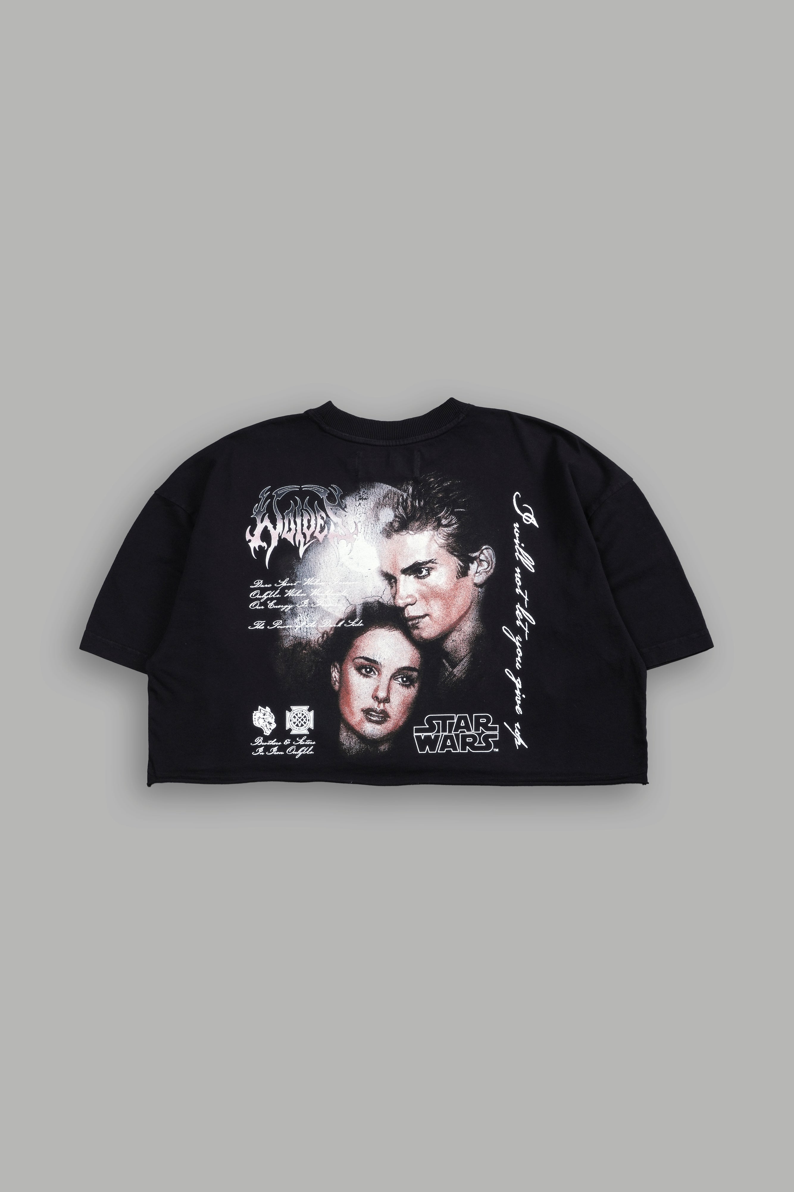 Black Grunge Cropped Oversized Tee - Forbidden Love Style