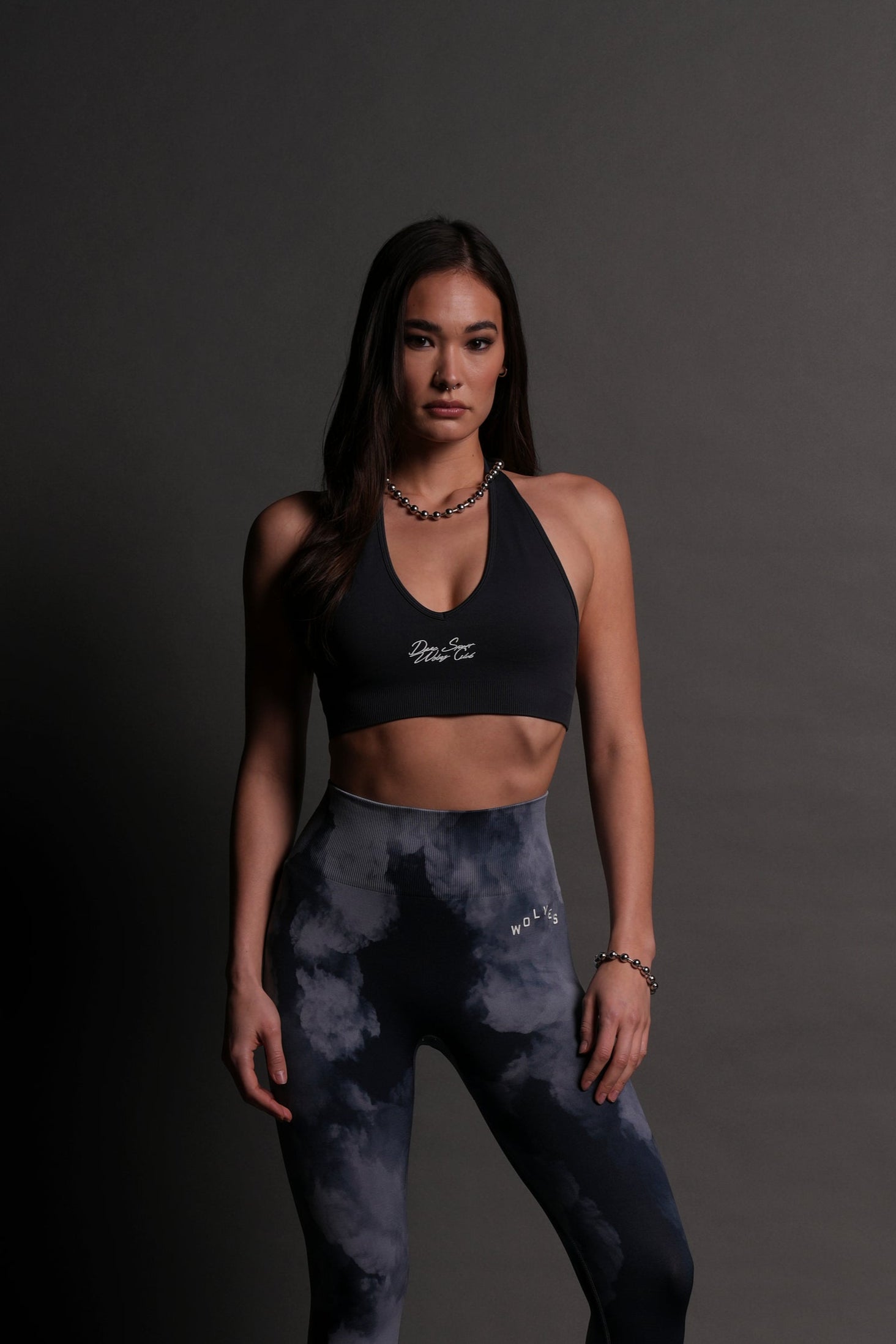 Everson Seamless Halter Bra in Midnight Blue