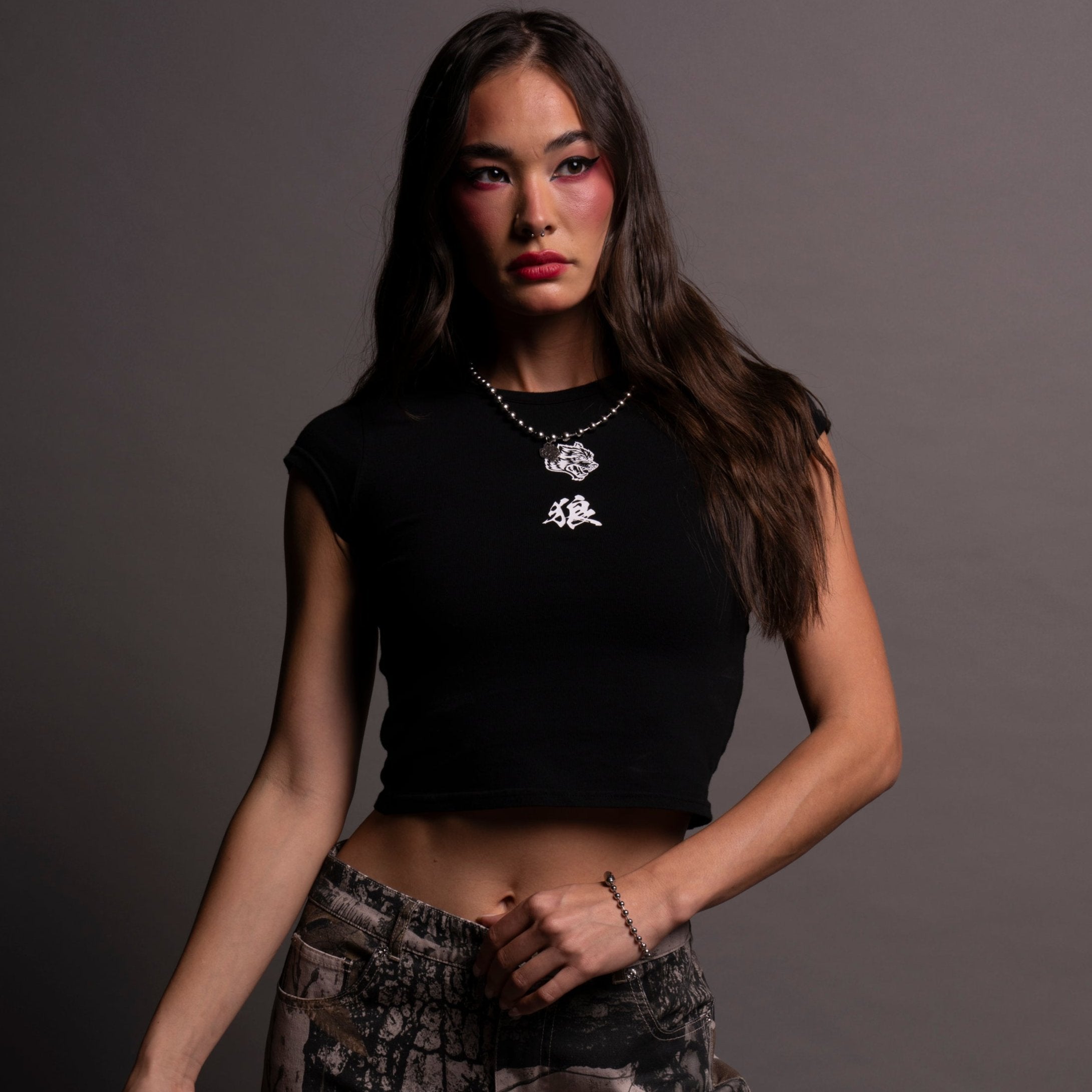 Bushido Wolf Black Baby Tee - Stylish Comfort