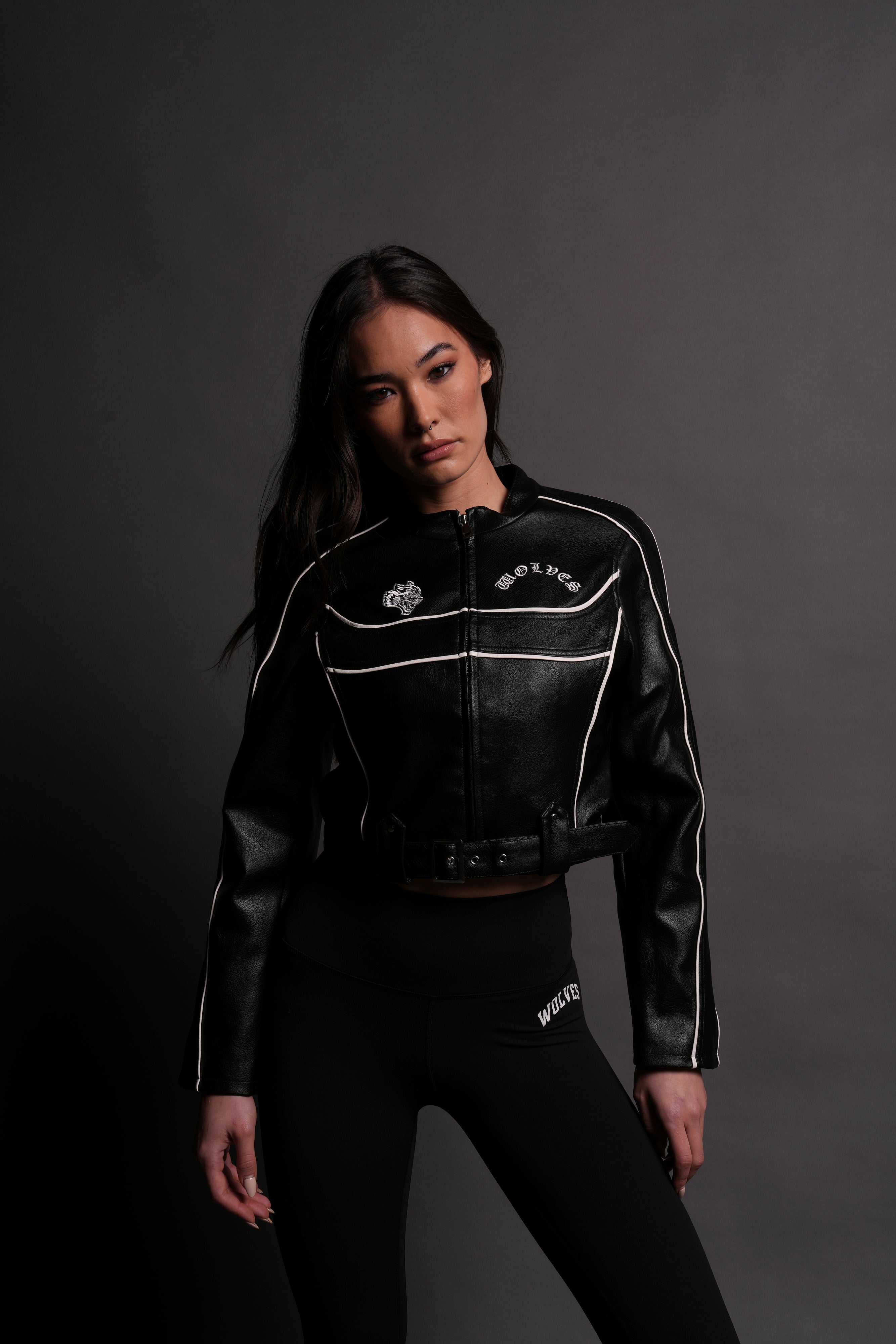 Chopper Wolf Letty Black & White Moto Jacket