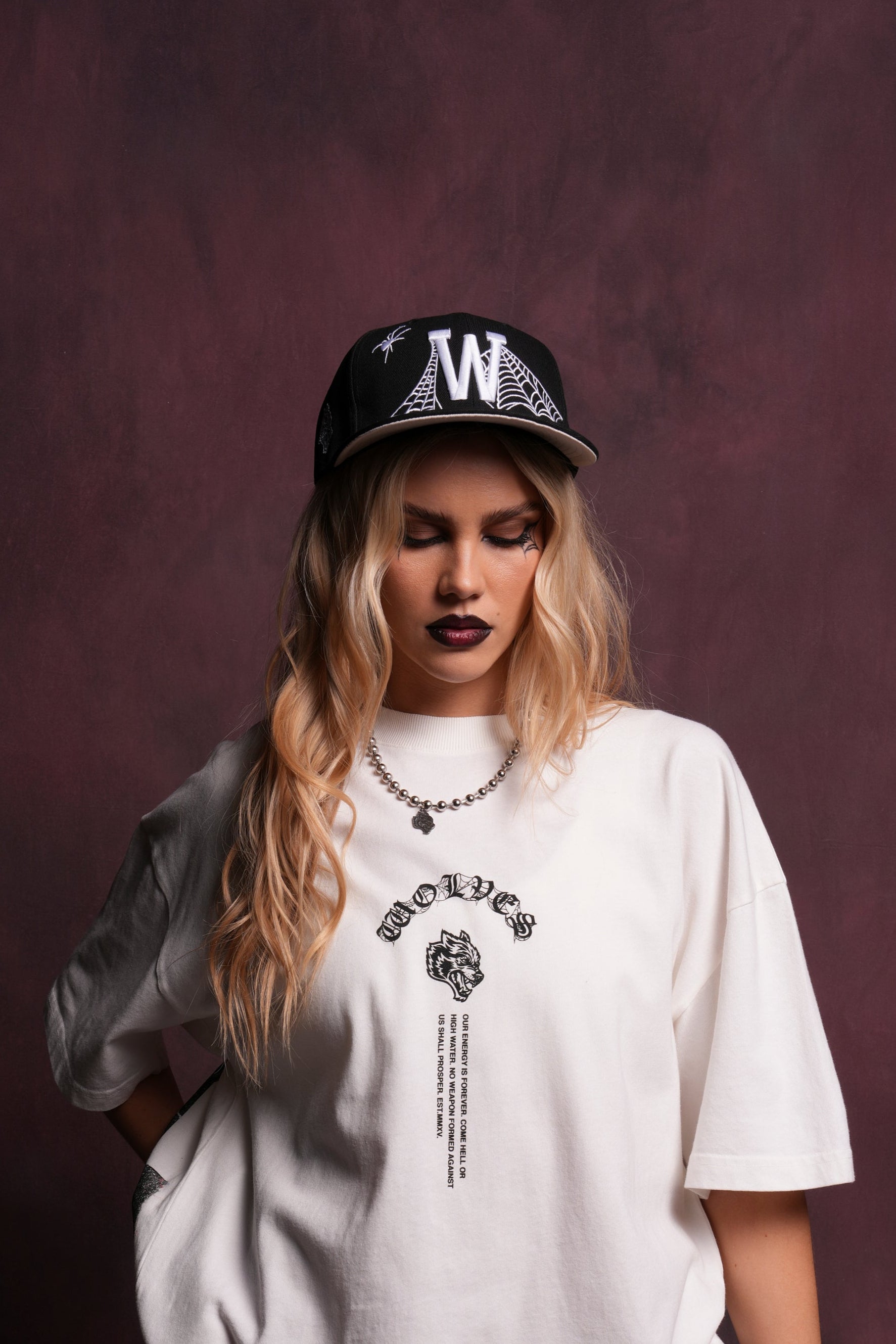 Black Iron Web Snapback Hat